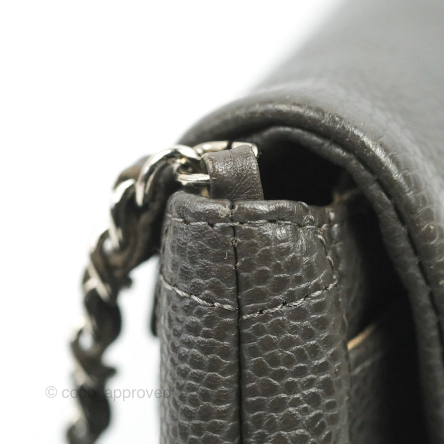 Chanel Half Moon Wallet on Chain WOC Dark Grey Caviar Silver Hardware