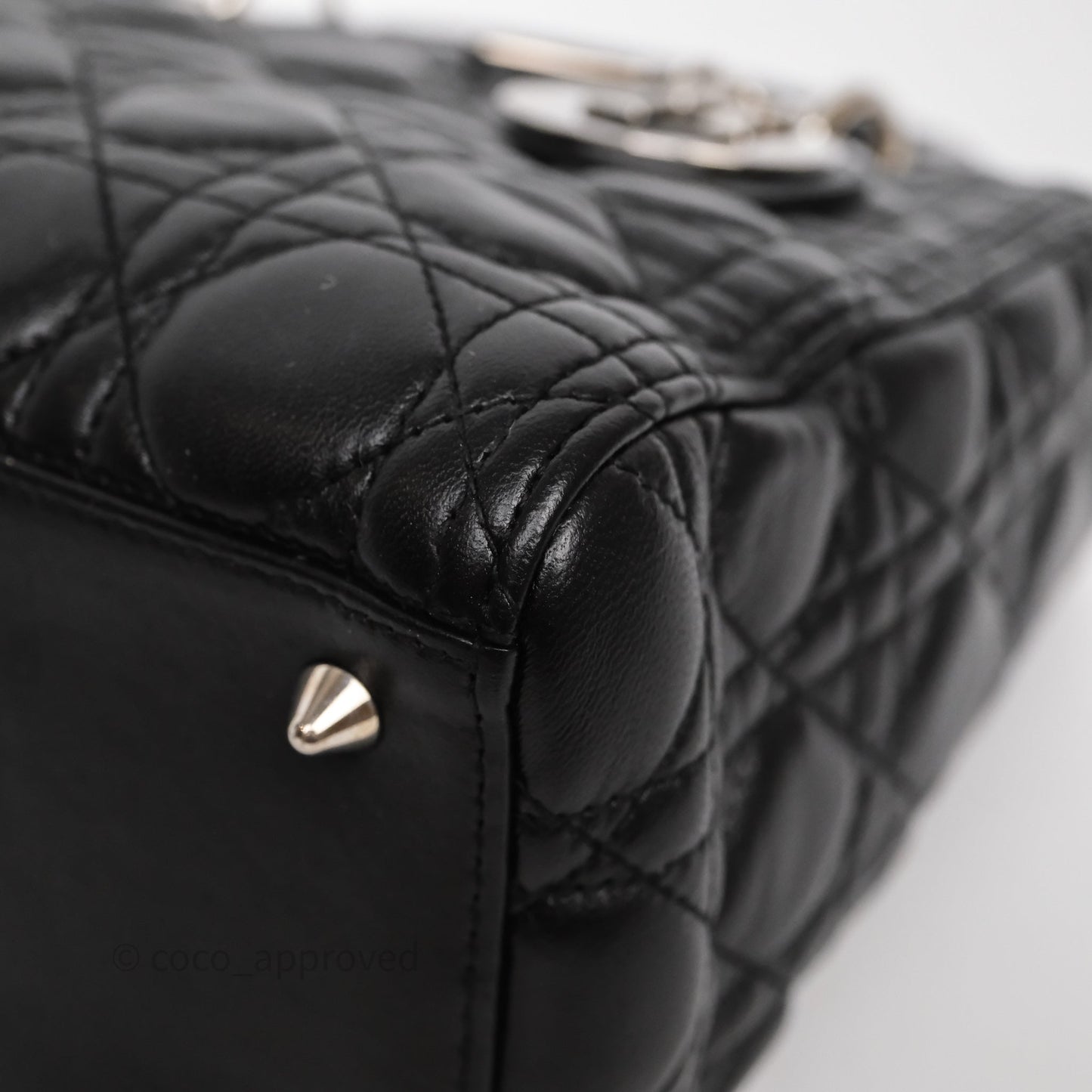 Christian Dior Medium Lady Dior Black Lambskin Silver Hardware