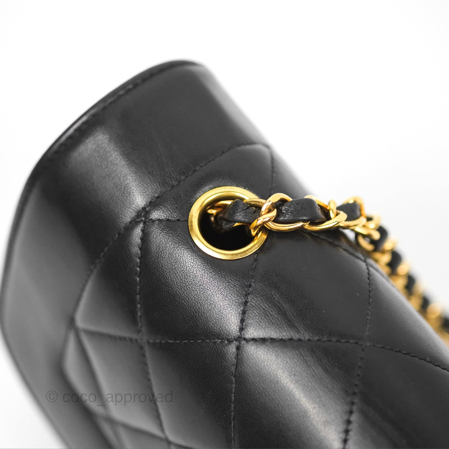 Chanel Vintage Small Quilted Classic Diana Flap Bag Black Lambskin 24K Gold Hardware
