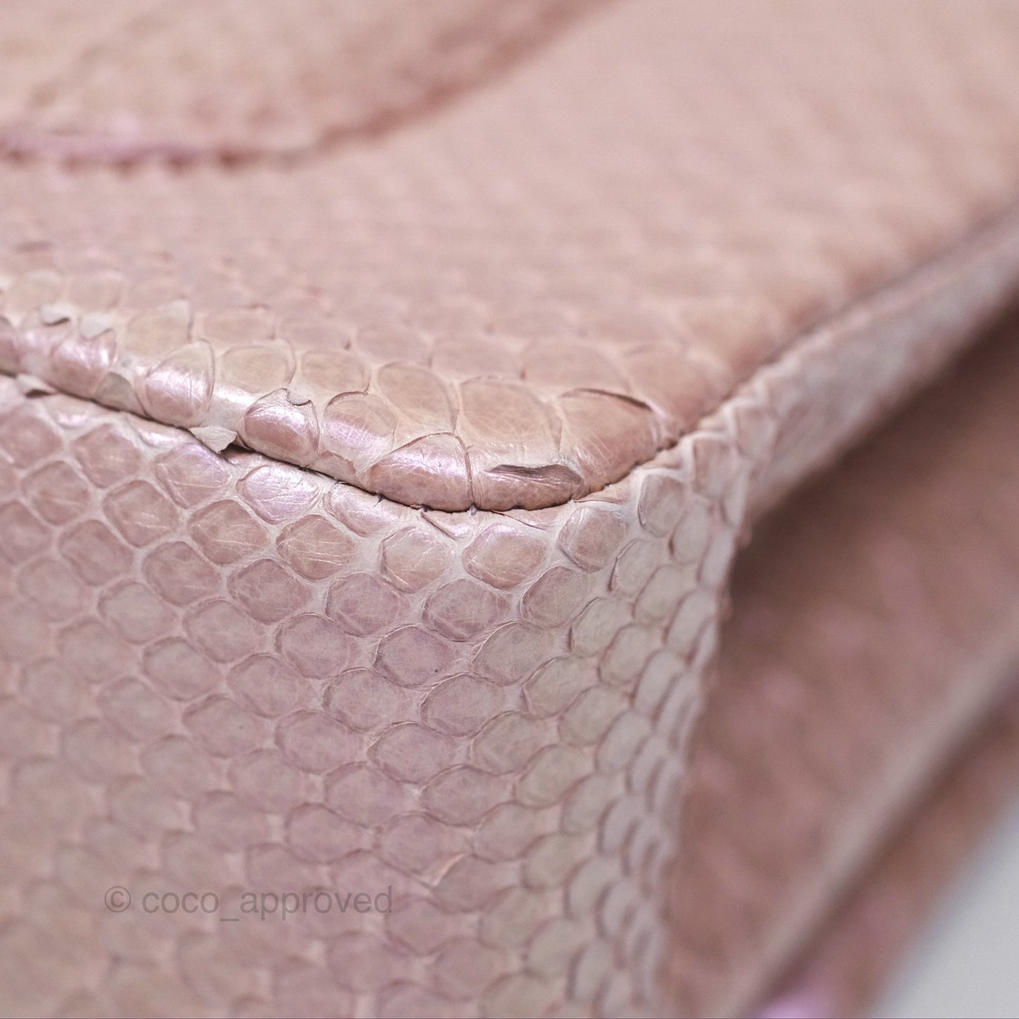 Chanel Classic M/L Medium Flap Quilted Iridescent Pink Python Gold Hardware