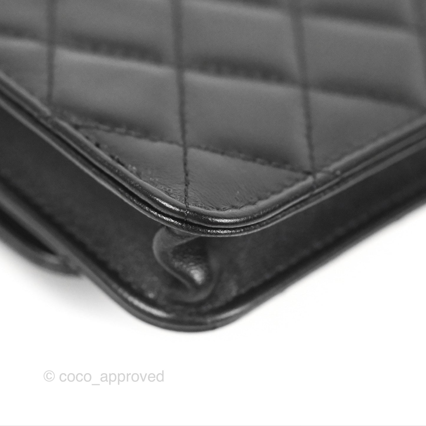 Chanel Mini Quilted Trendy CC Card Holder With Chain Black Lambskin Gold Hardware