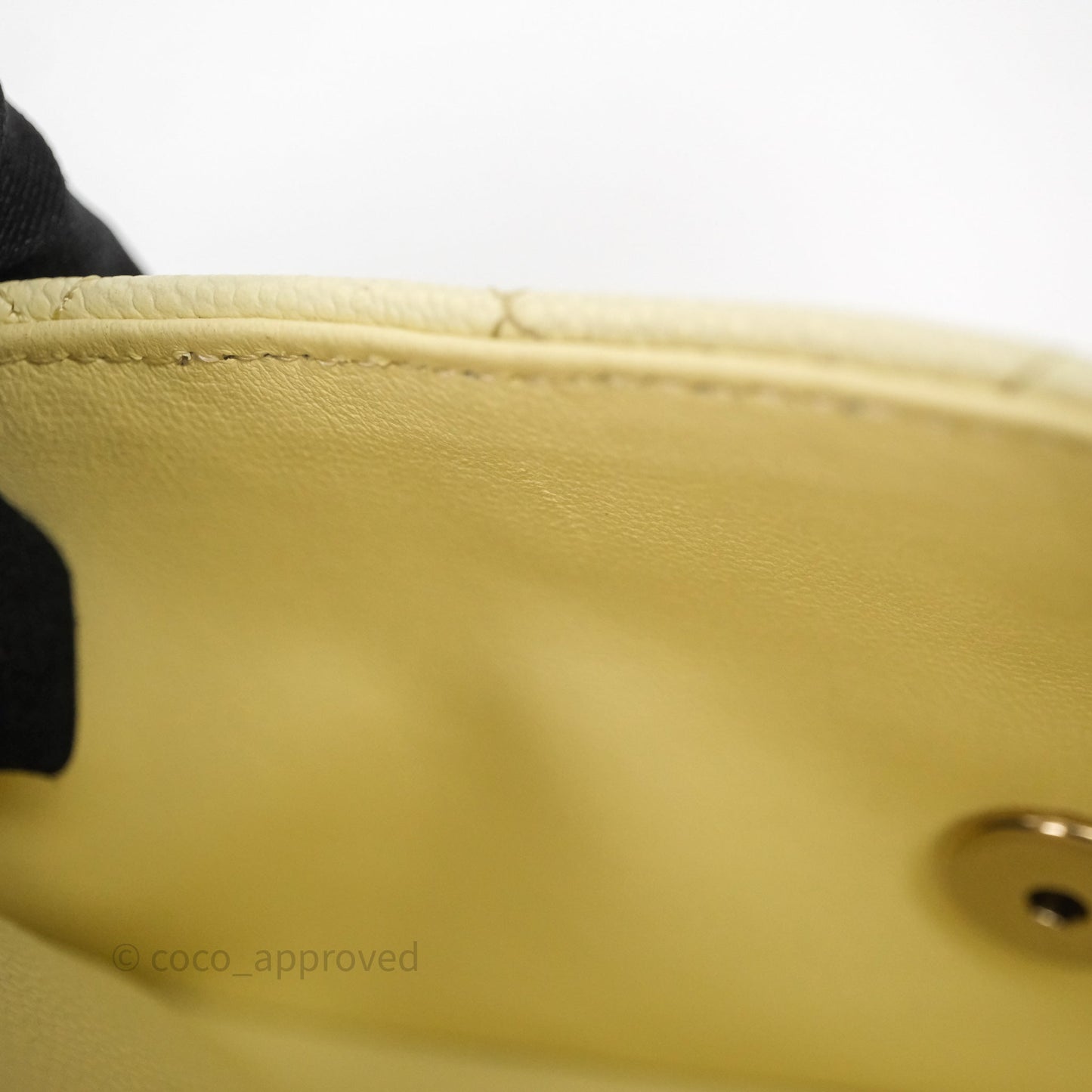 Chanel Small Classic Quilted Flap Light Yellow Caviar Gold Hardware
