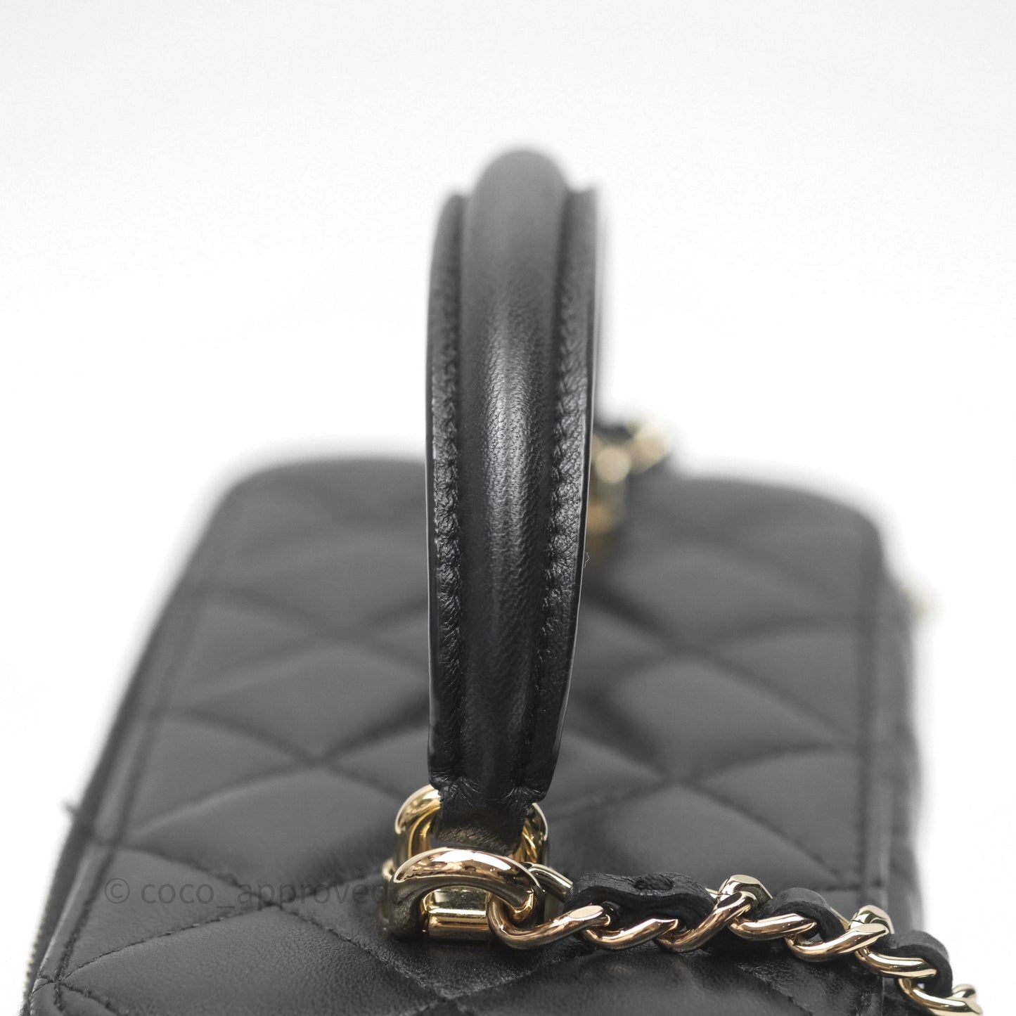 Chanel Vanity Rectangular Top Handle Black Lambskin Gold Hardware