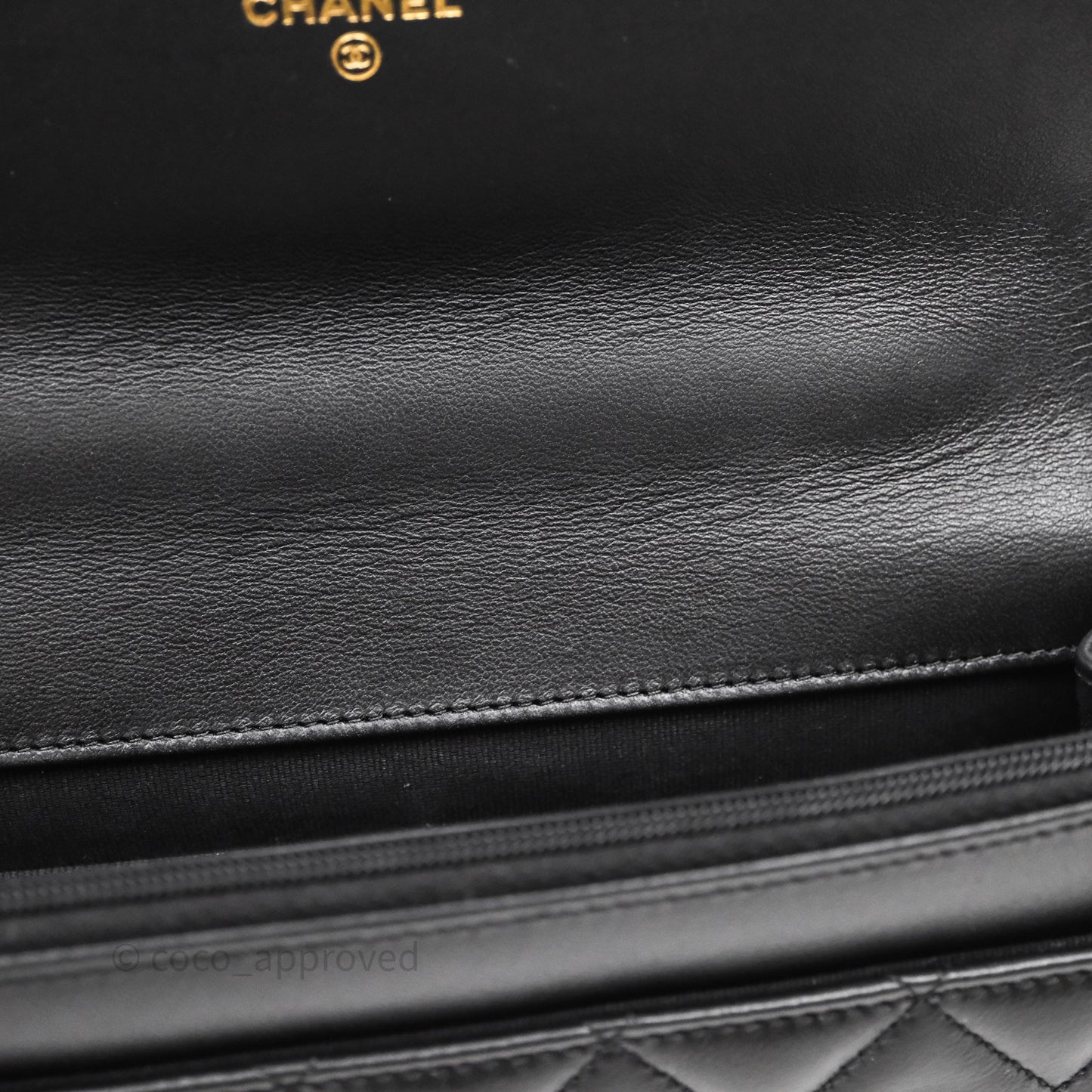 Chanel Top Handle Wallet On Chain WOC Black Lambskin Gold Hardware