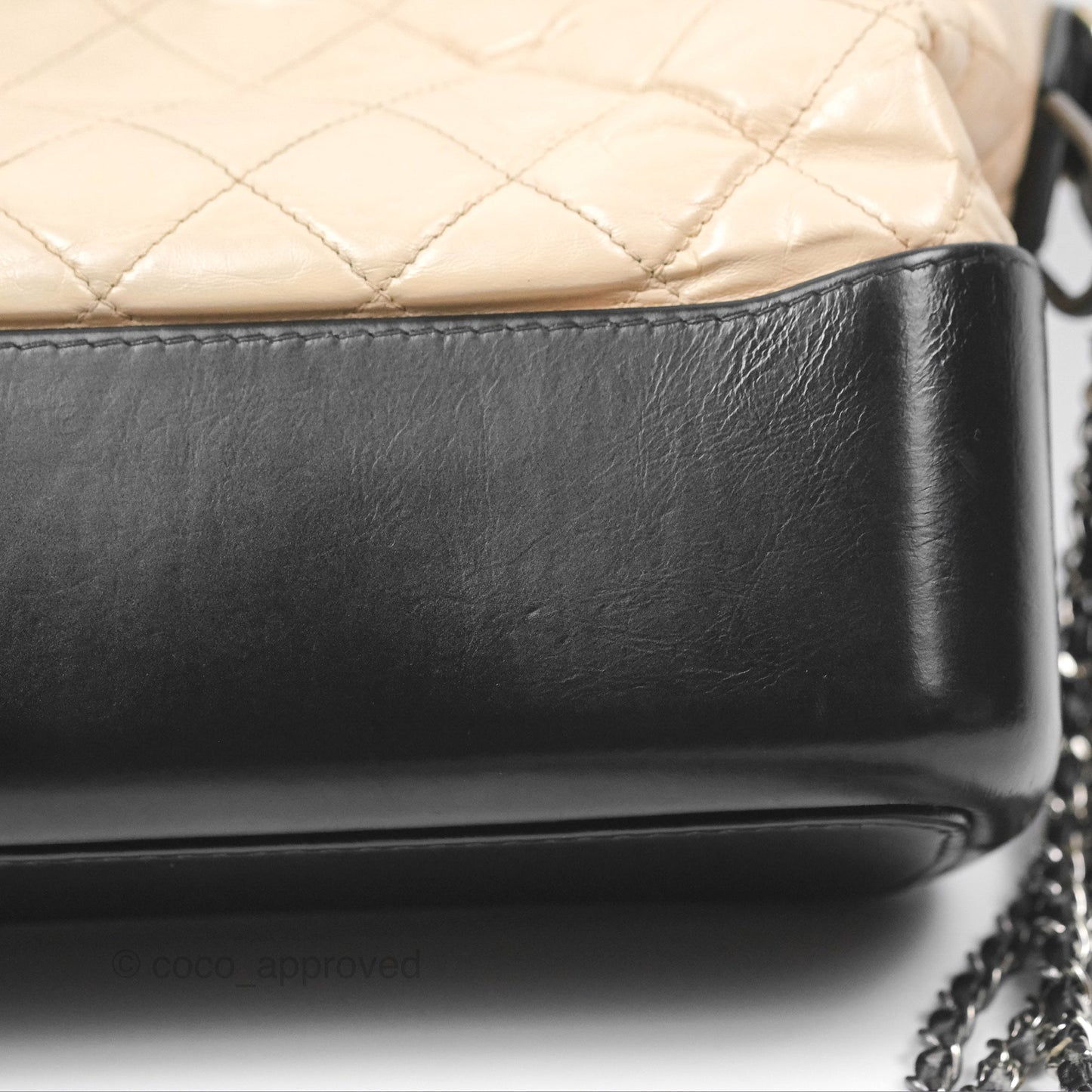 Chanel Large Gabrielle Hobo Black Beige Aged Calfskin Mixed Hardware