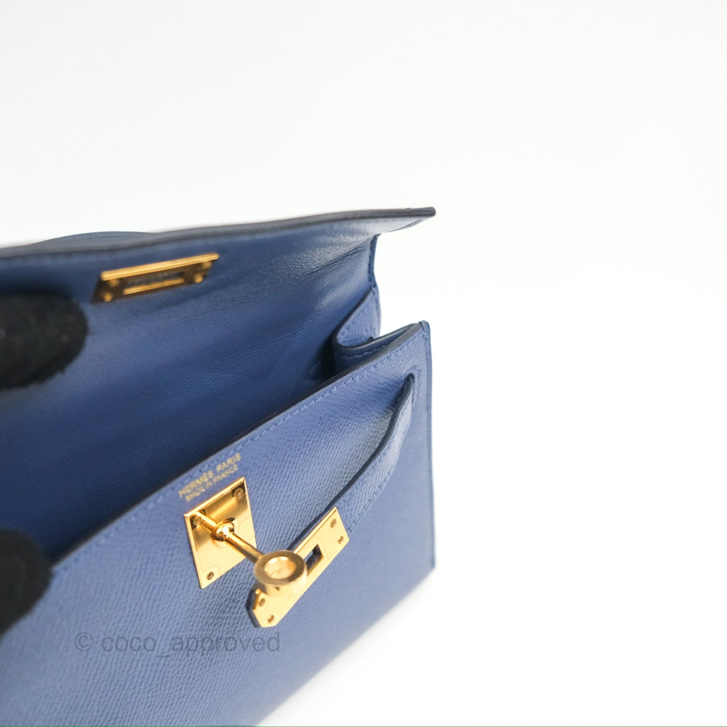 Hermès Mini Kelly II Bleu Brighton Epsom Gold Hardware