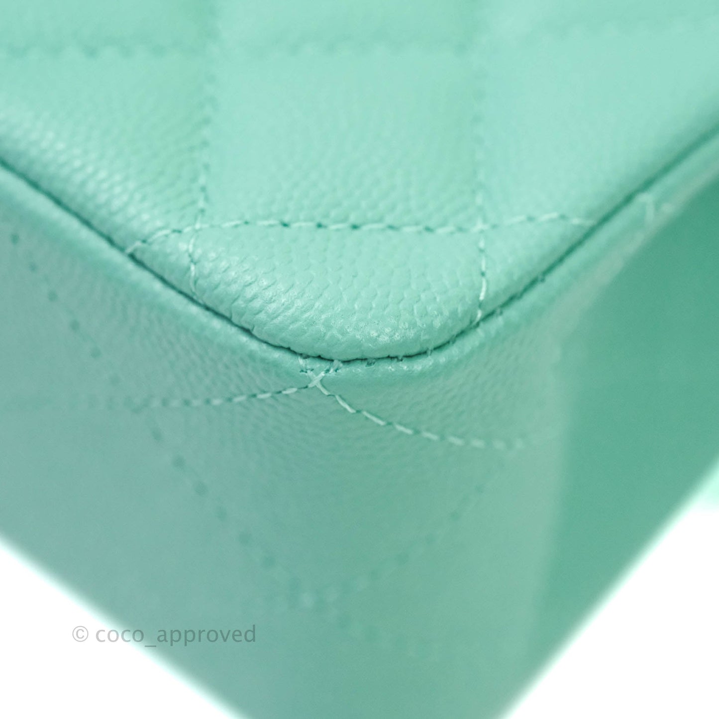 Chanel Classic Small S/M Flap Tiffany Blue Mint Caviar Gold Hardware 21S