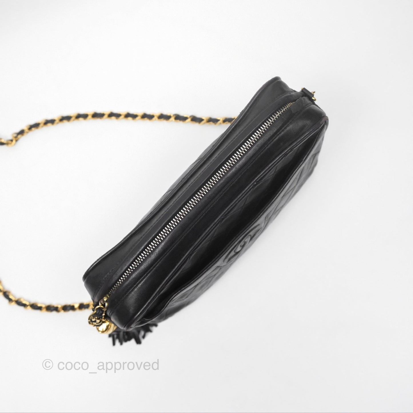 Chanel Vintage Small Camera Bag Black Lambskin Gold Hardware