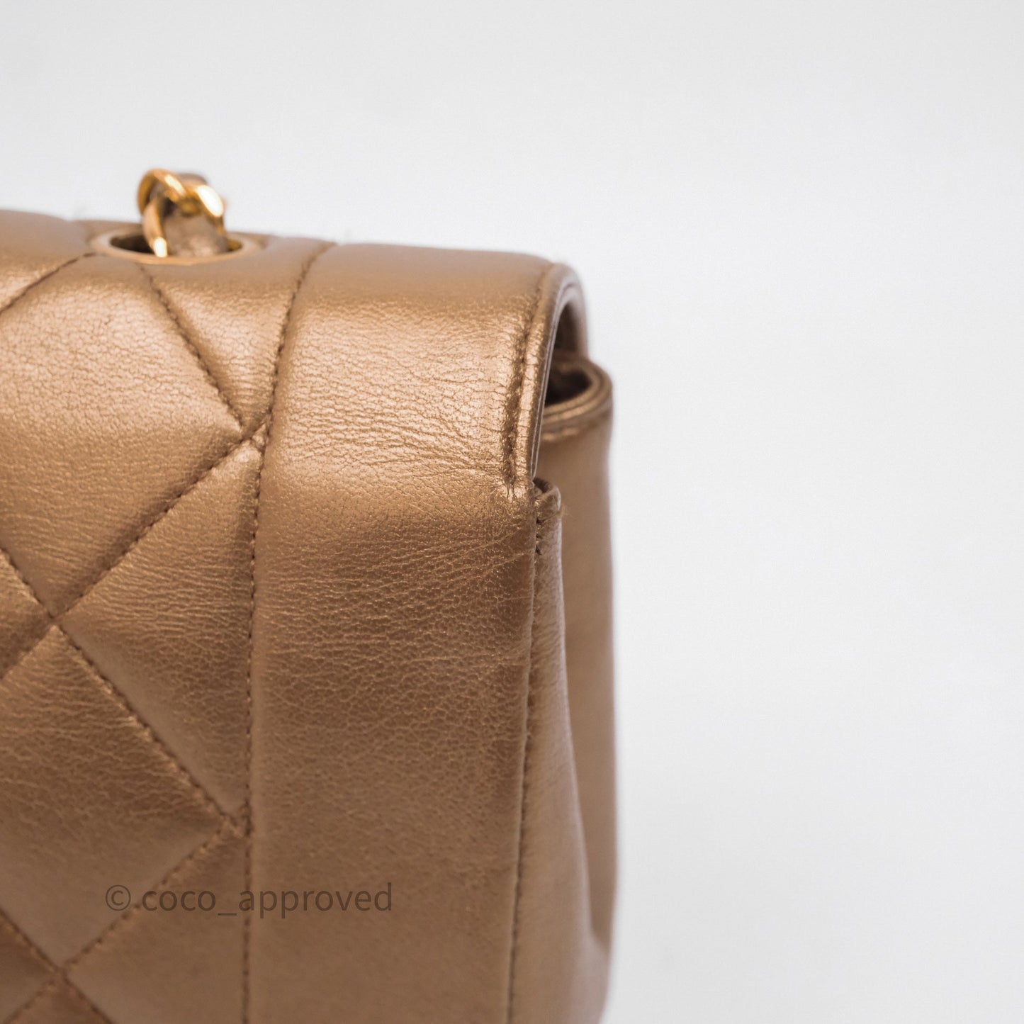 Chanel Vintage Small Quilted Classic Diana Flap Bag Gold Lambskin 24K Gold Hardware
