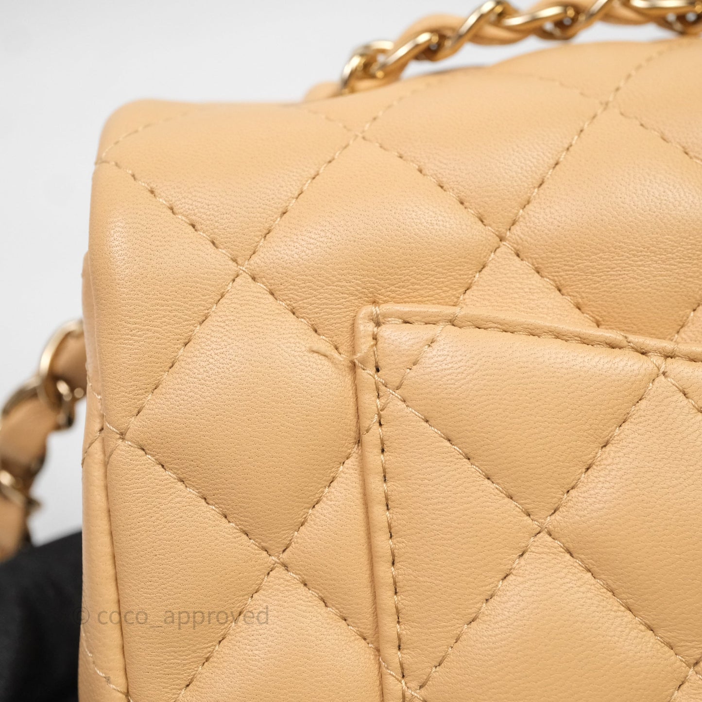 Chanel Mini Rectangular Quilted Beige Lambskin Light Gold Hardware
