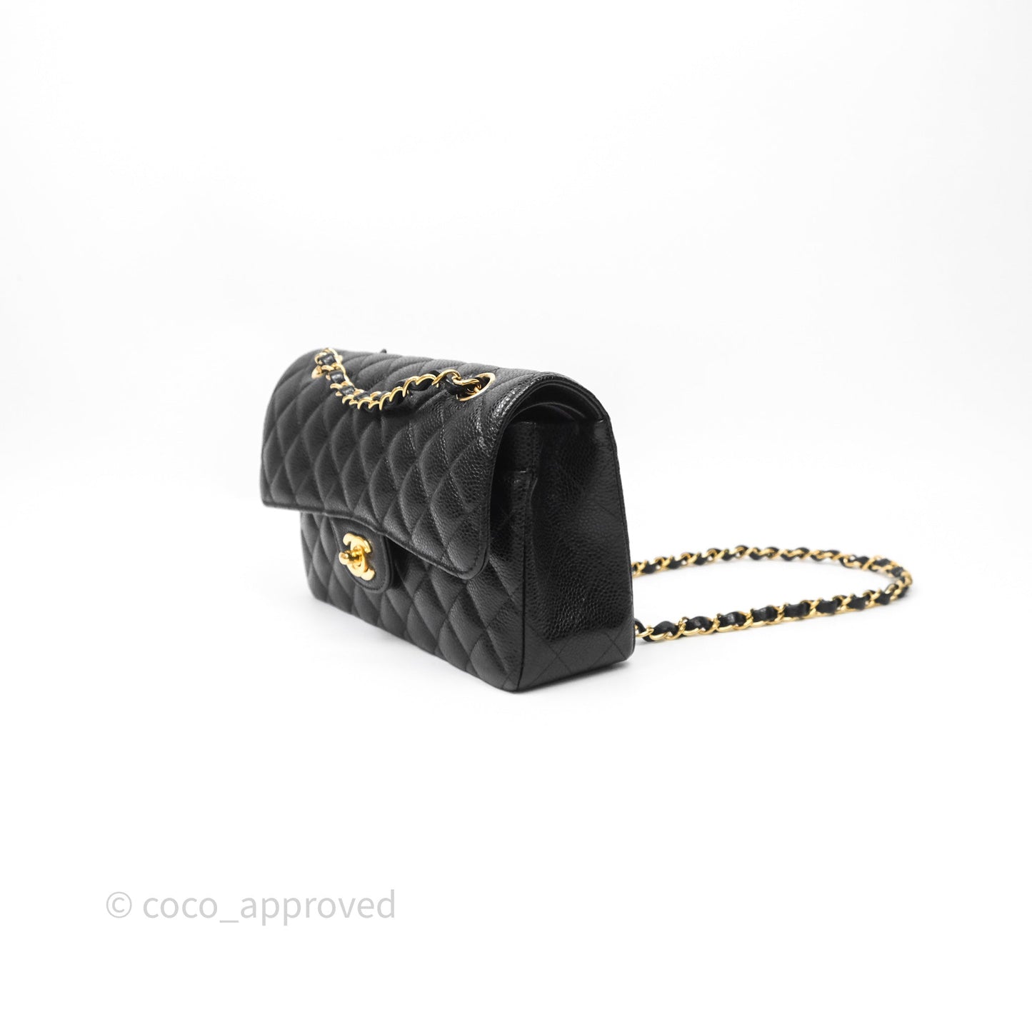 Chanel Small Classic Flap Quilted Black Caviar Gold Hardware