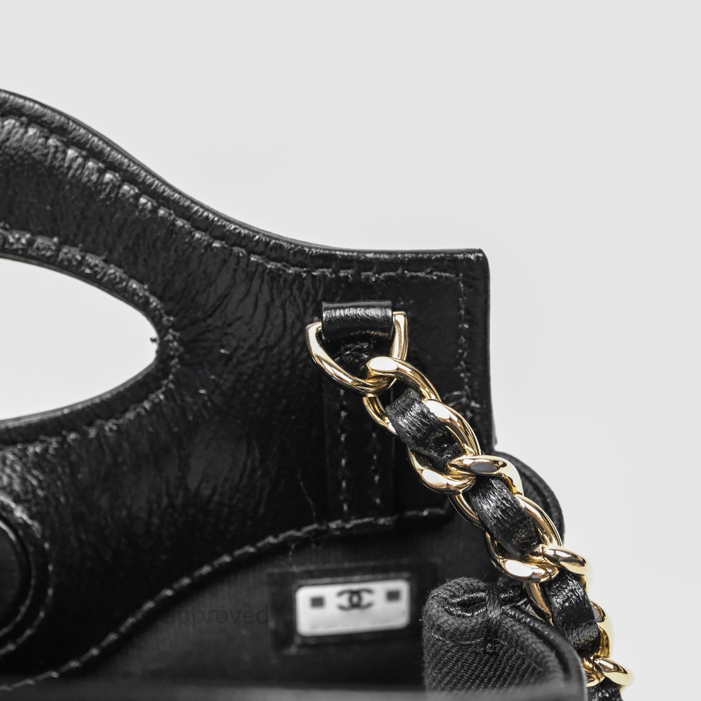 Chanel Micro 31 Clutch With Chain Black Shiny Calfskin Gold Hardware
