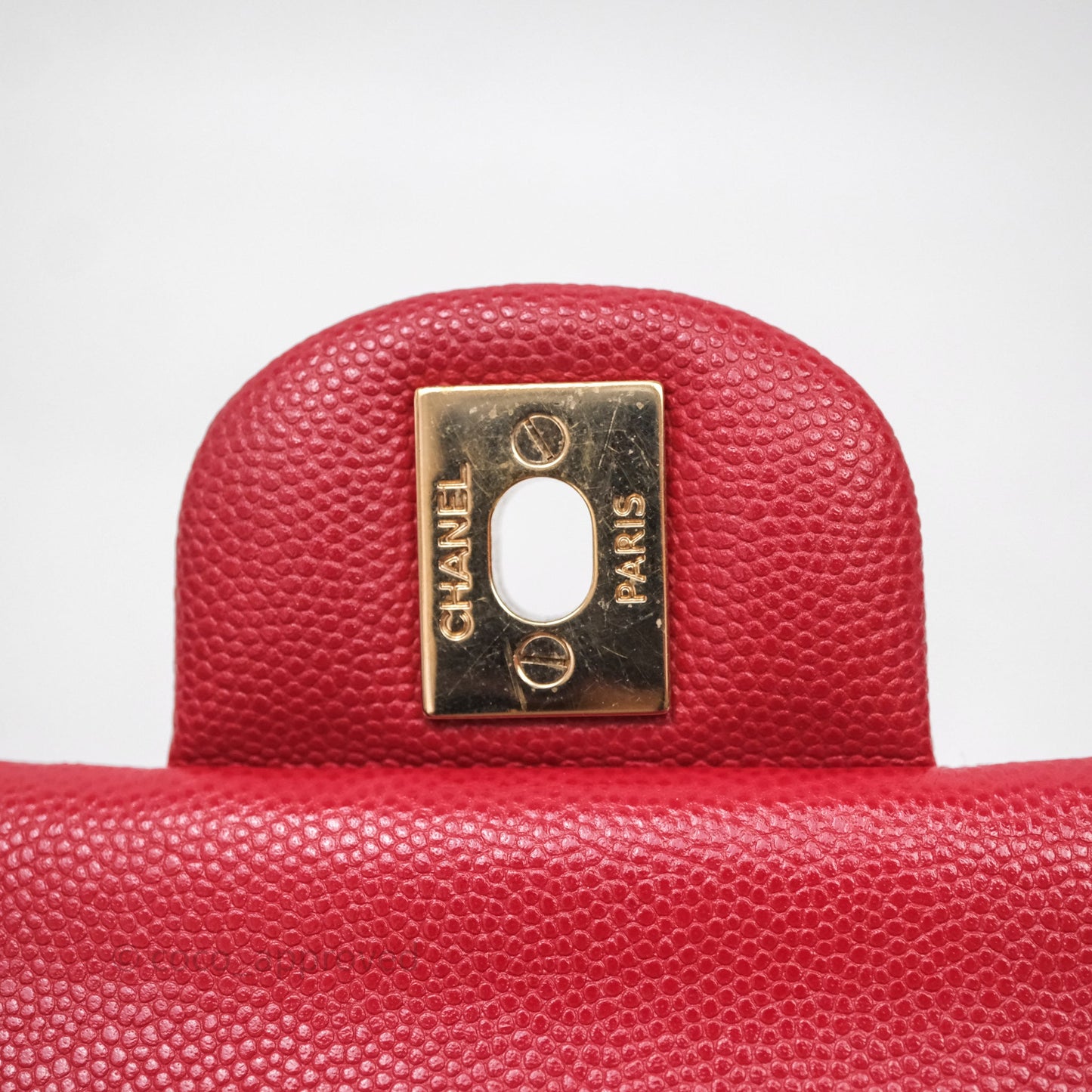 Chanel Classic M/L Medium Flap Quilted Red Caviar Gold Hardware