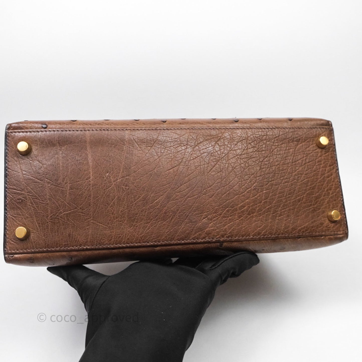 Hermès Kelly 28 Chocolate Ostrish Sellier Gold Hardware