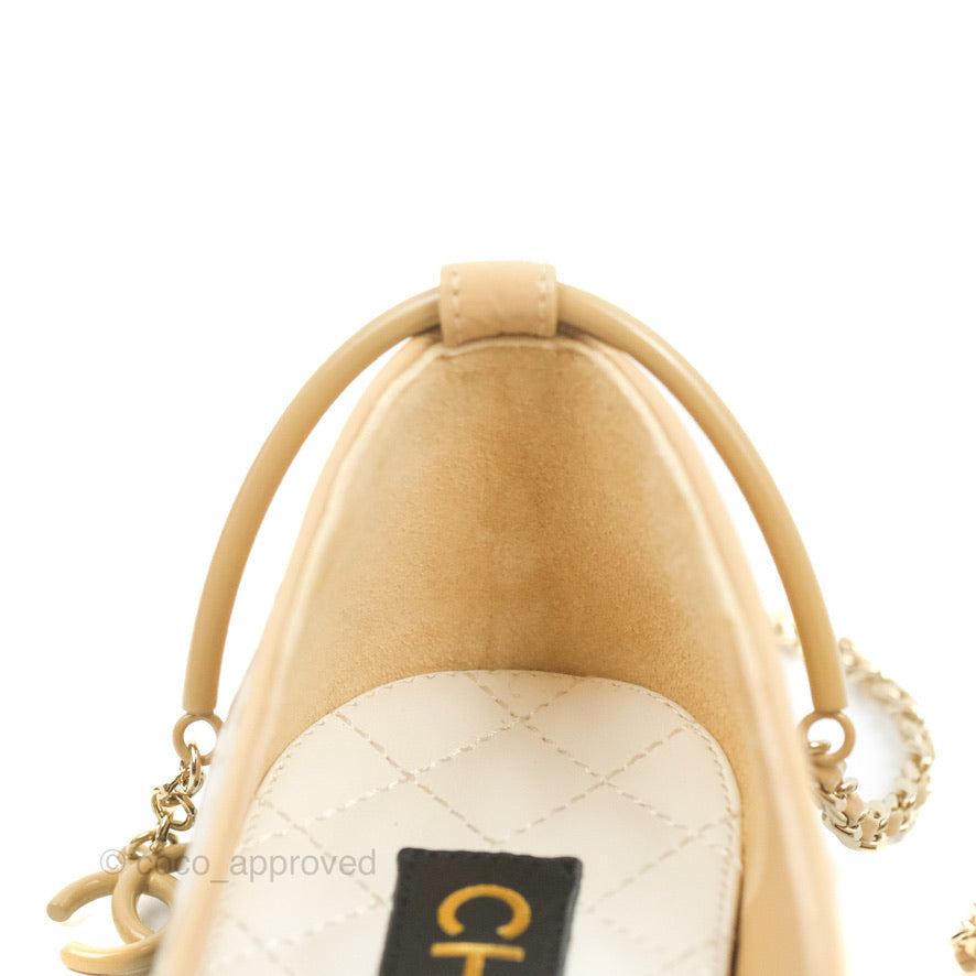 Chanel Cap Toe Ankle Chain Ballerina Flats Black/Beige