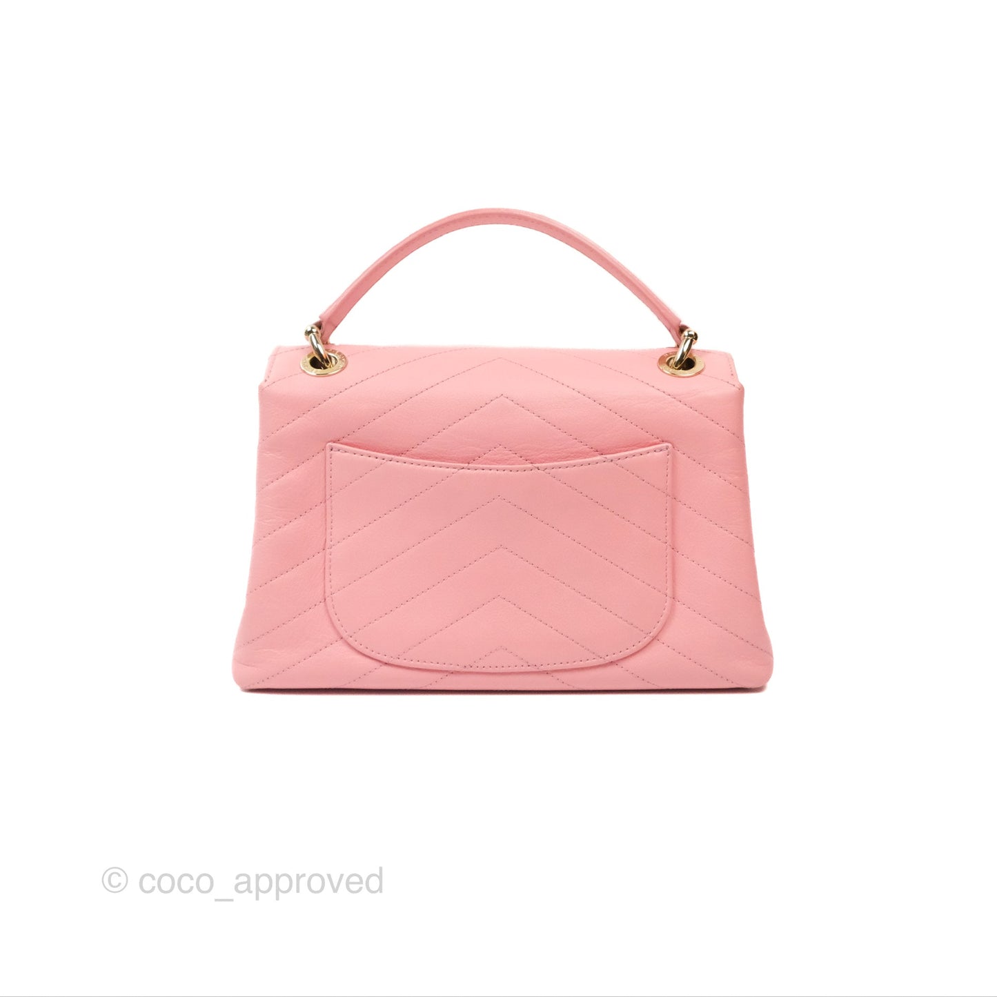 Chanel Small Chevron Chic Top Handle Flap Pink Grained Calfskin Gold Hardware