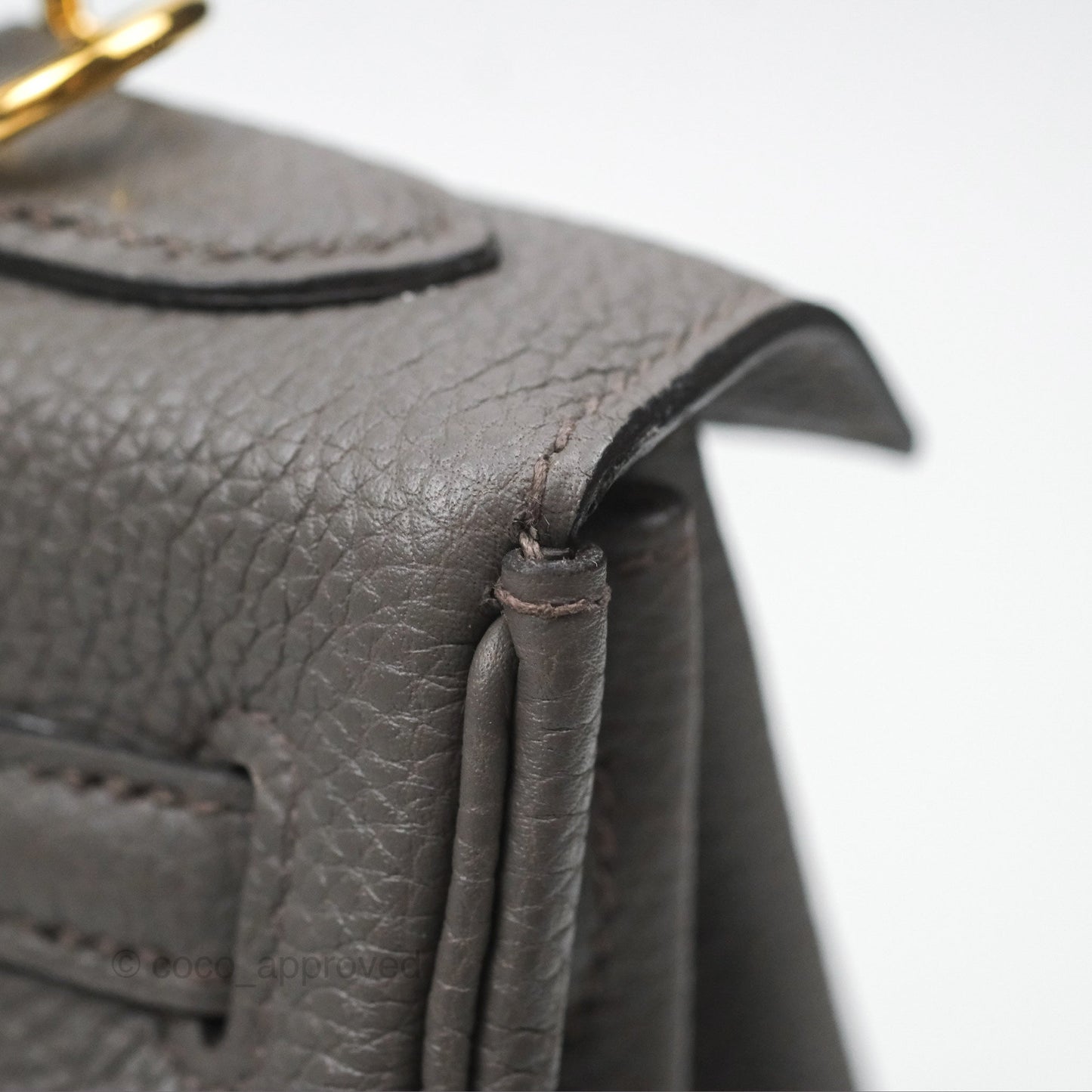 Hermès Retourne Kelly 25 Gris Etain 8F Togo Gold Hardware