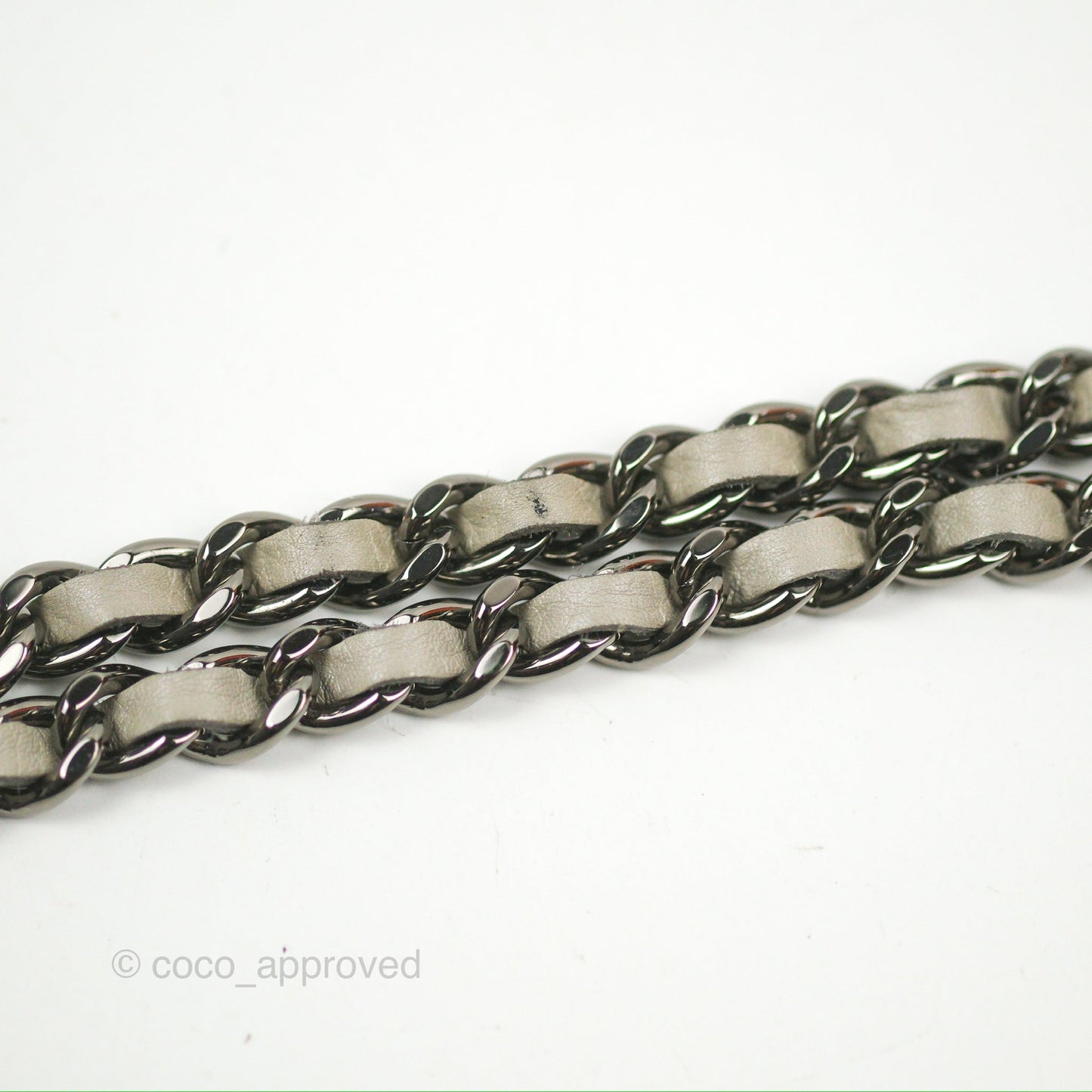 Chanel Chevron Boy Wallet on Chain WOC Grey Lambskin Gun Metal