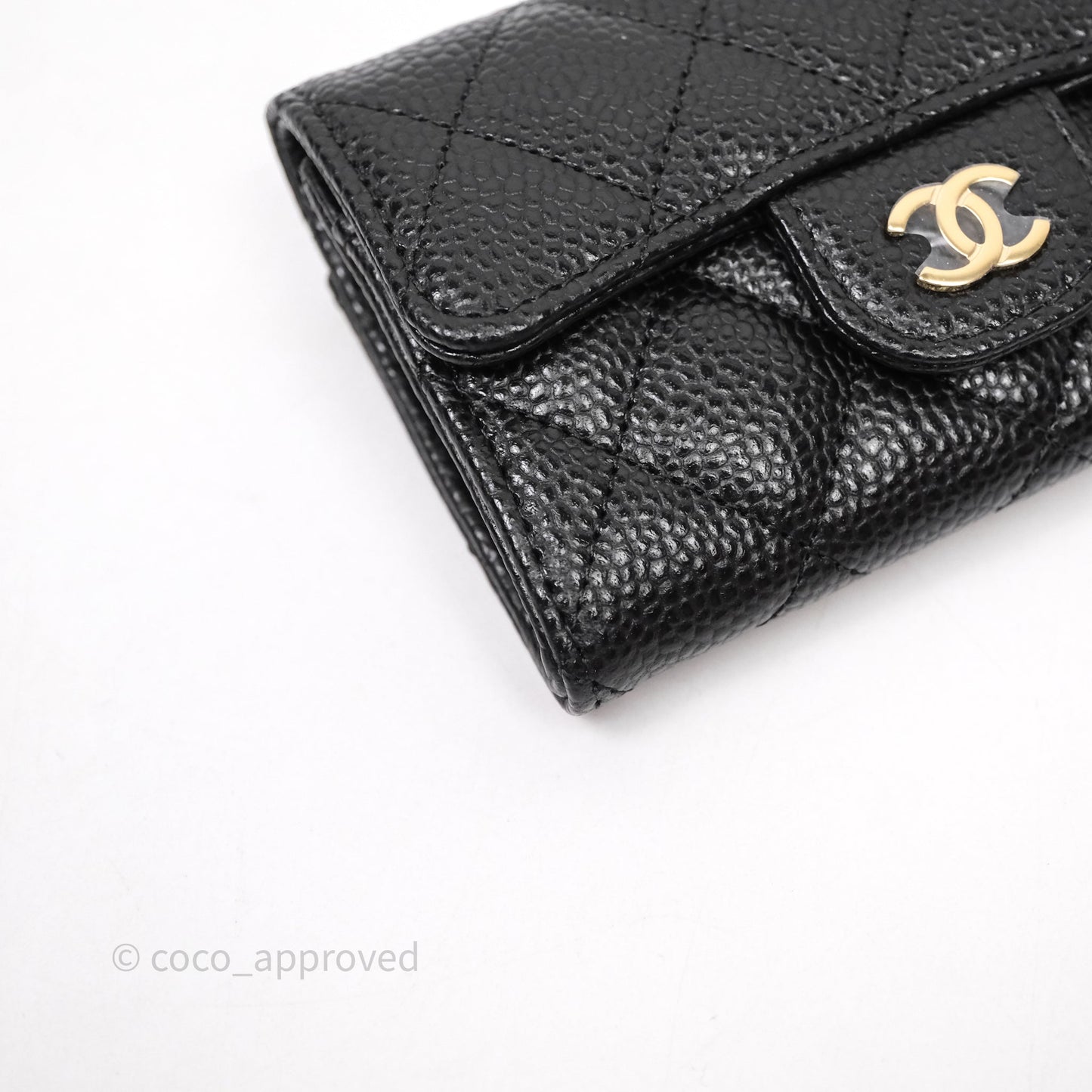 Chanel Quilted Flap Card Holder Caviar Black Gold Hardware