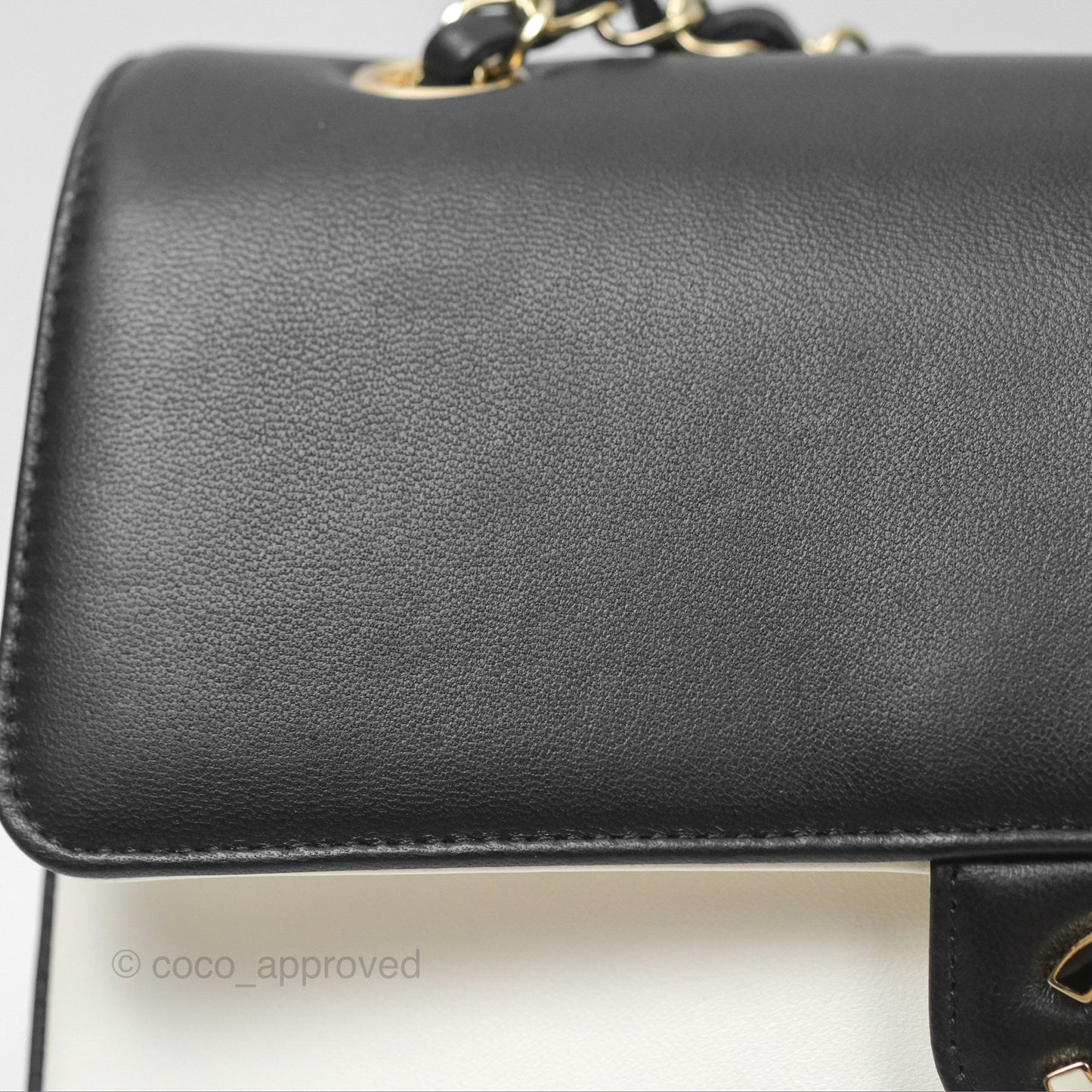 Chanel Medium Flap Black & White Lambskin Gold Hardware