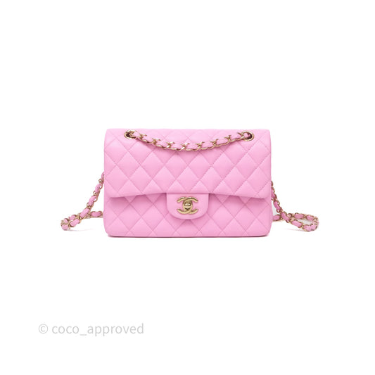 Chanel Small Classic Flap Quilted Pink Caviar Gold Hardware