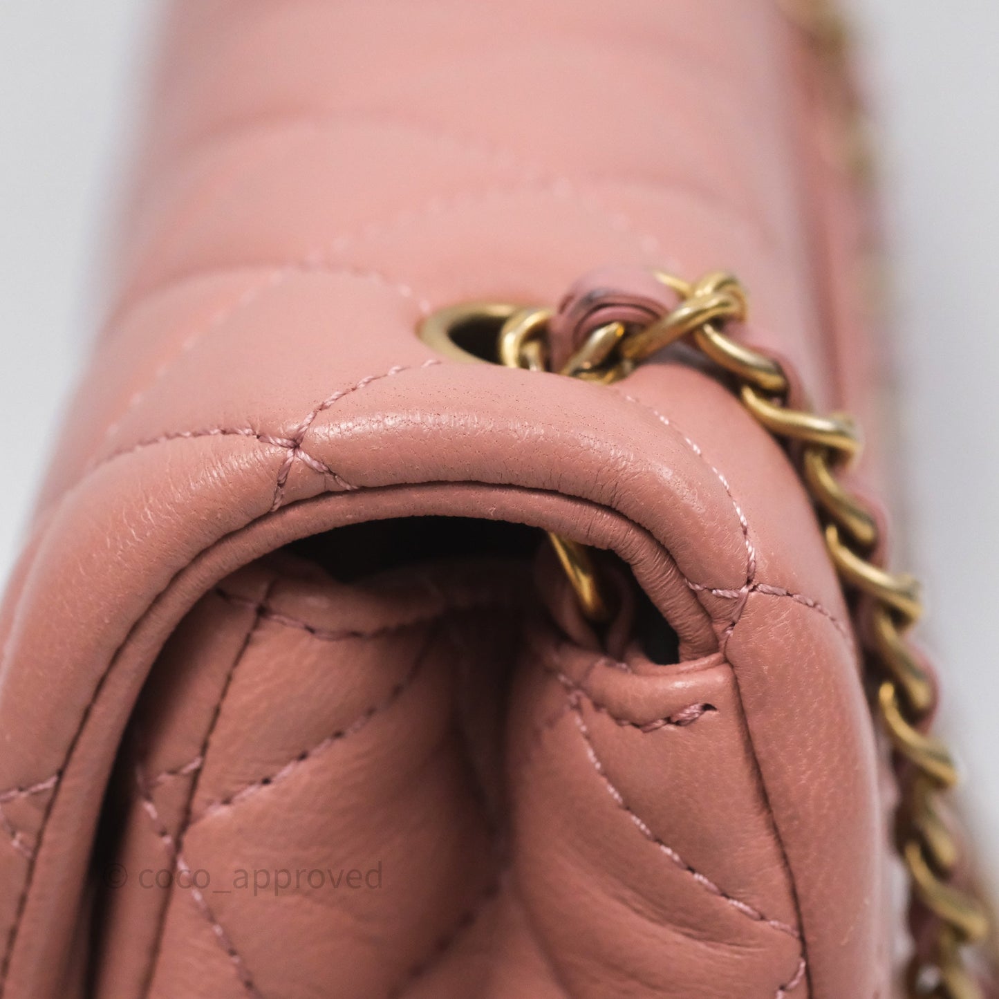 Chanel Mini Rectangular Pearl Crush Dusty Pink Lambskin Aged Gold Hardware