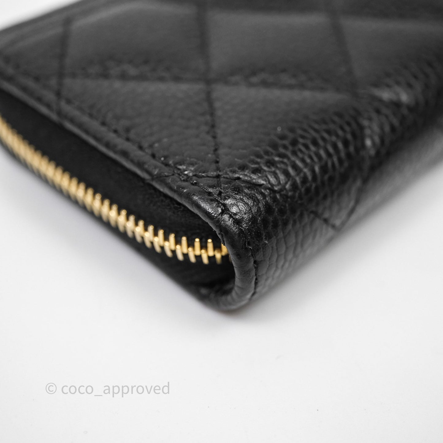 Chanel Quilted Zip Card Holder Black Caviar Gold Hardware