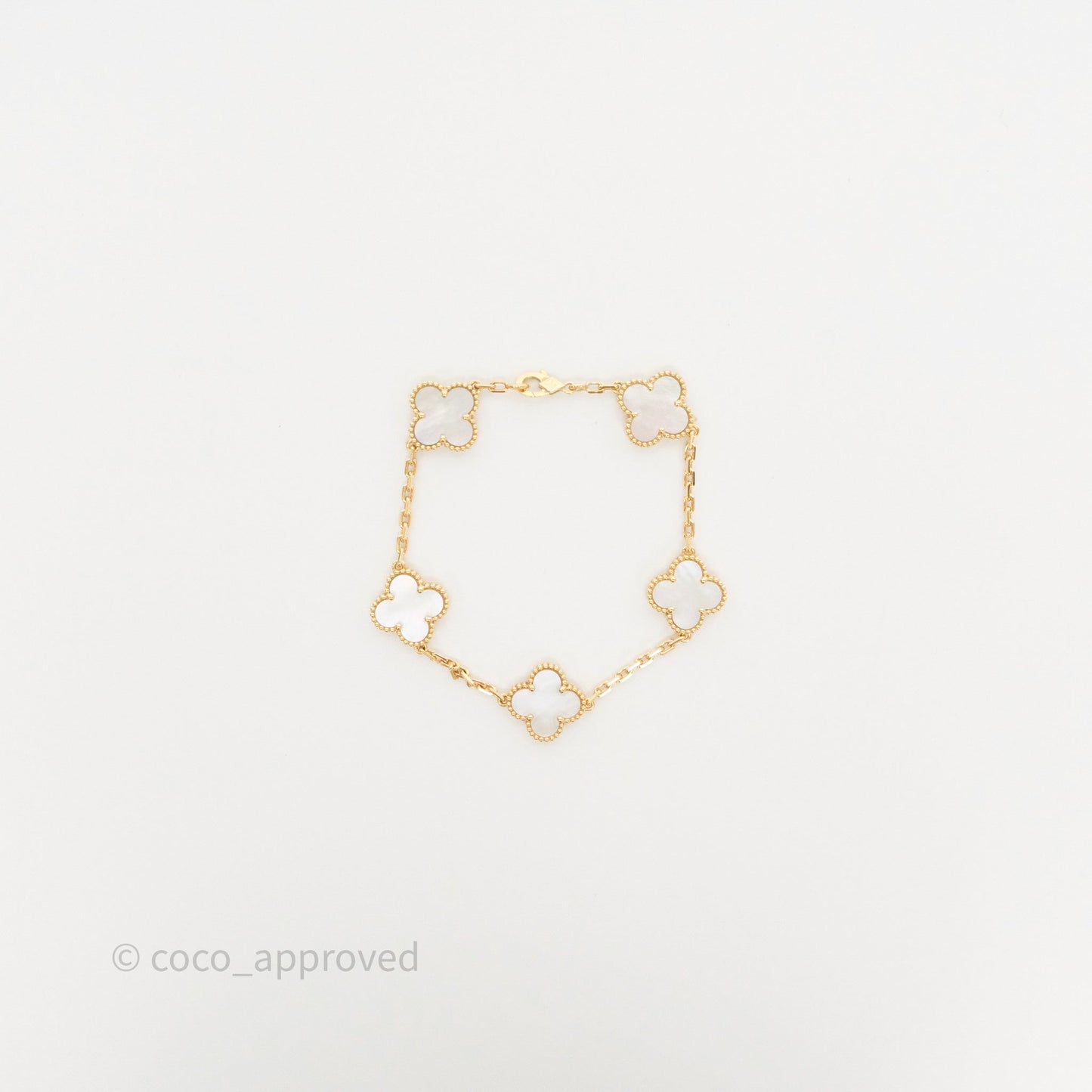 Van Cleef & Arpels Vintage Alhambra 5 Motifs Bracelet White Mother-of-pearl Yellow Gold