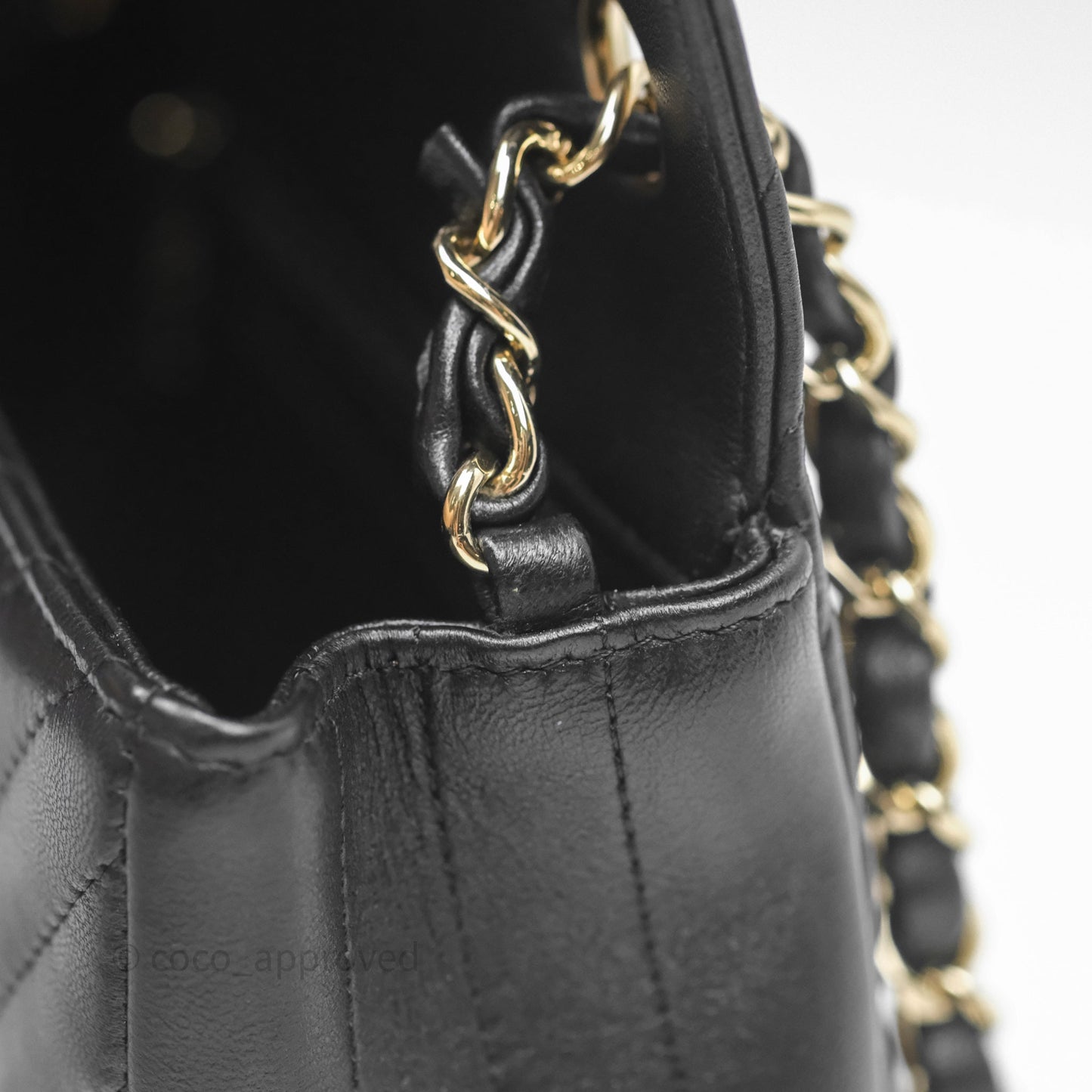 Chanel Mini Square Black Chevron Lambskin Gold Hardware