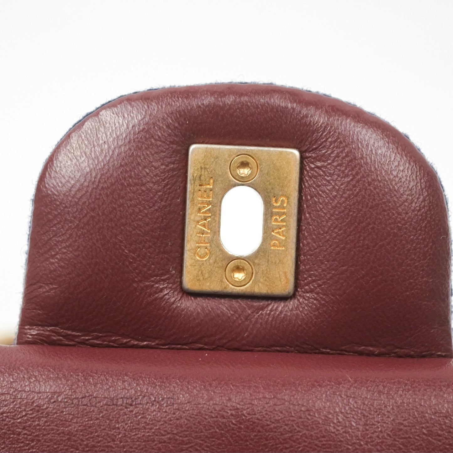 Chanel Mini Charms Rectangular Flap Navy Wool Aged Gold Hardware 18C