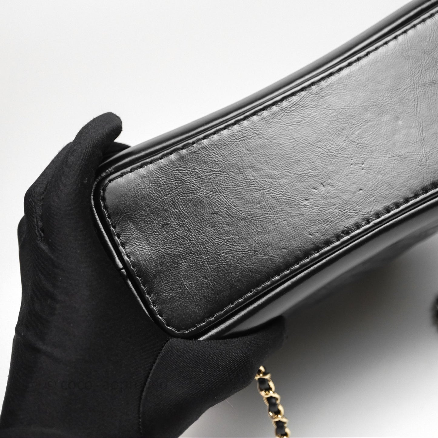 Chanel Small Chevron Gabrielle Backpack Black Aged Calfskin