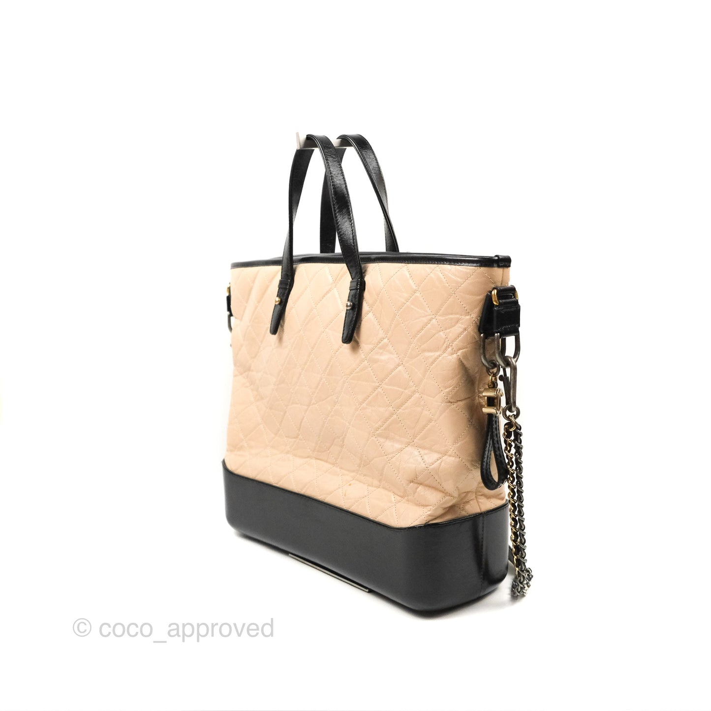 Chanel Large Gabrielle Shopping Tote Quilted Beige Aged Calfskin