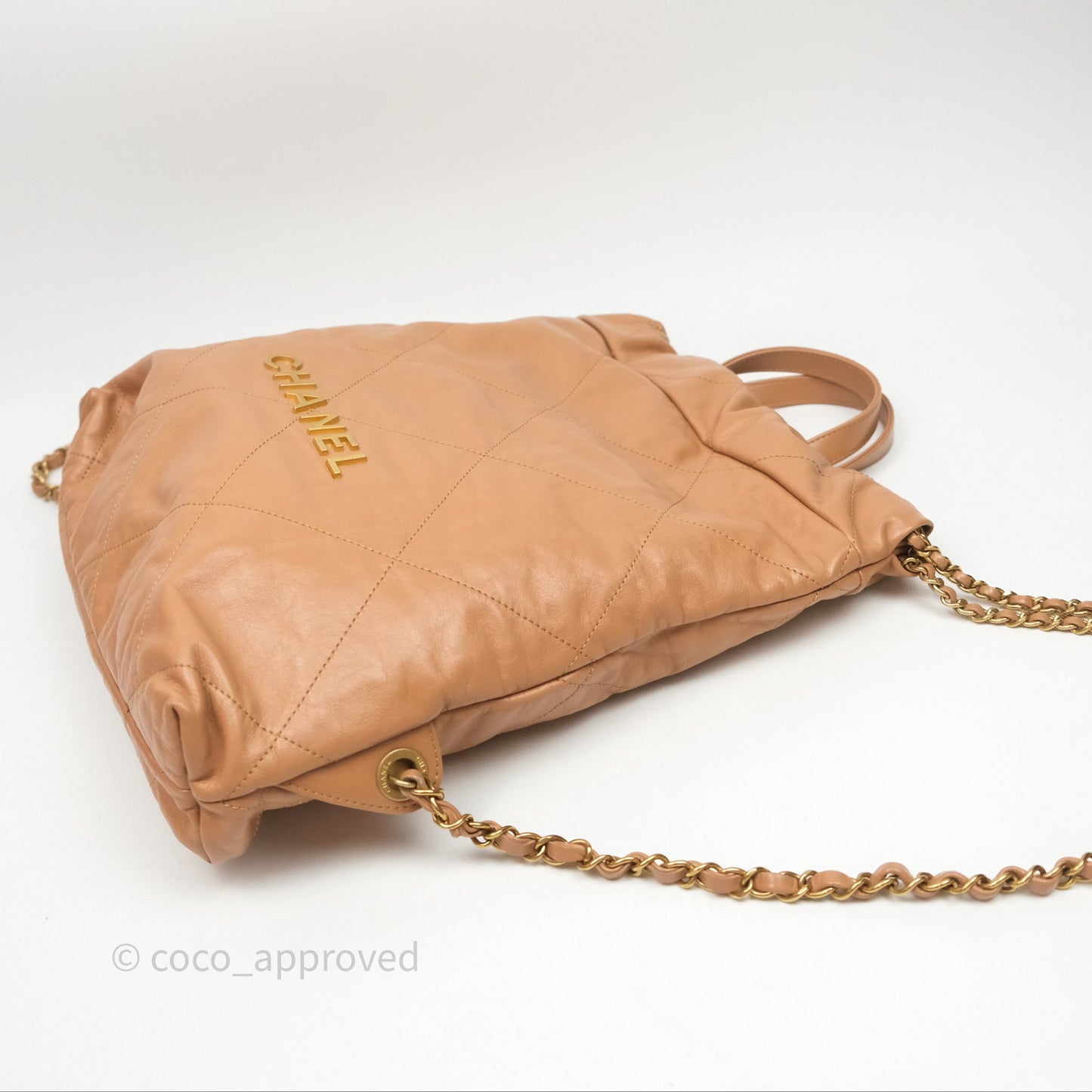 Chanel 22 Small Backpack Camel Shiny Calfskin Gold Hardware