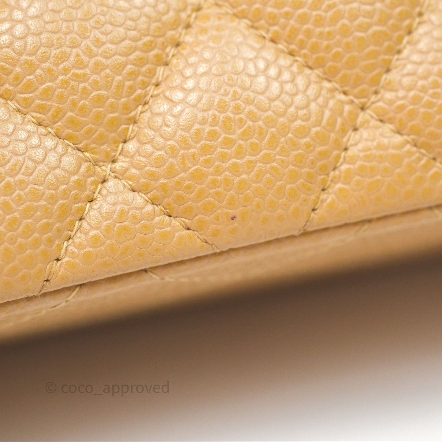 Chanel Vintage Mini Square Quilted Beige Caviar 24K Gold Hardware
