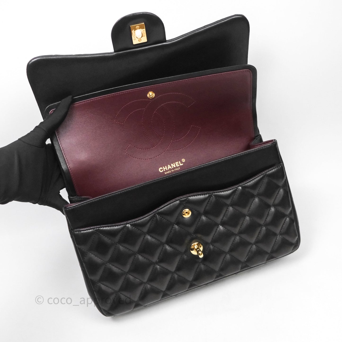 Chanel Jumbo Double Flap Quilted Black Lambskin Gold Hardware⁣⁣