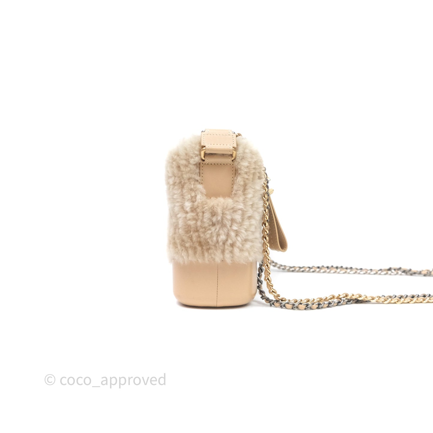 Chanel Small Gabrielle Hobo Shearling Beige Mixed Hardware