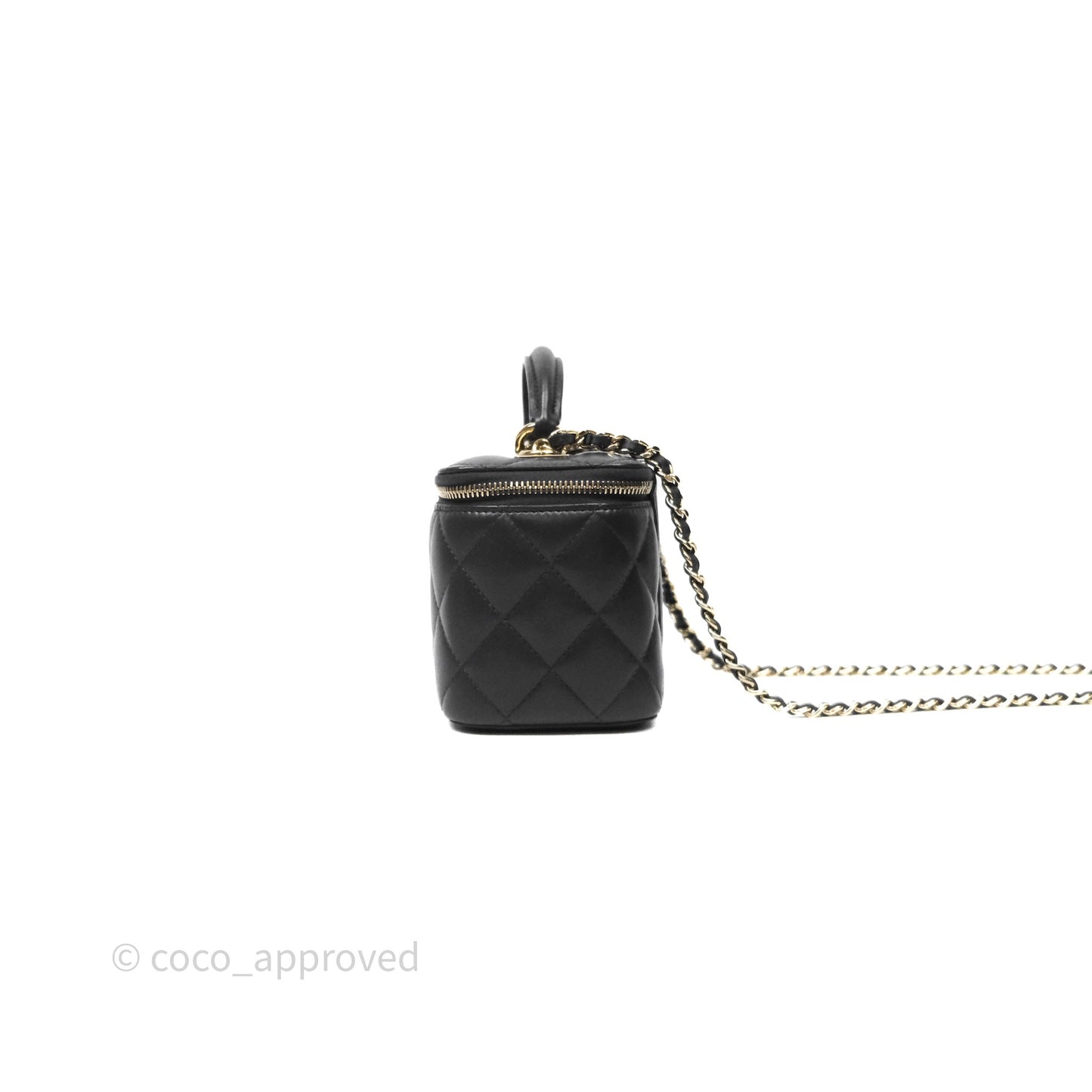 Chanel Trendy CC Vanity Rectangular Top Handle Dark Grey Lambskin Gold Hardware