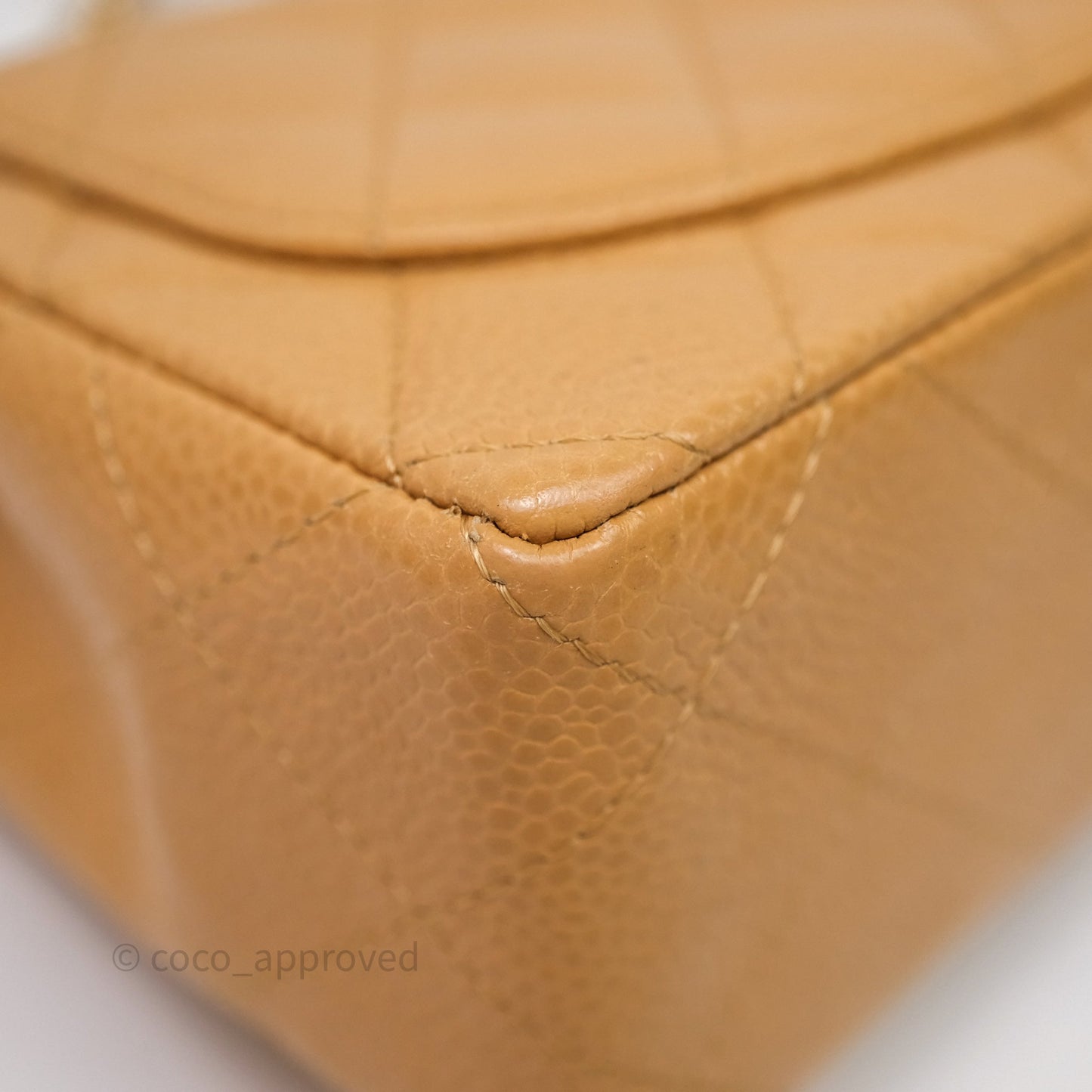 Chanel Vintage Mini Square Beige Caviar Gold Hardware