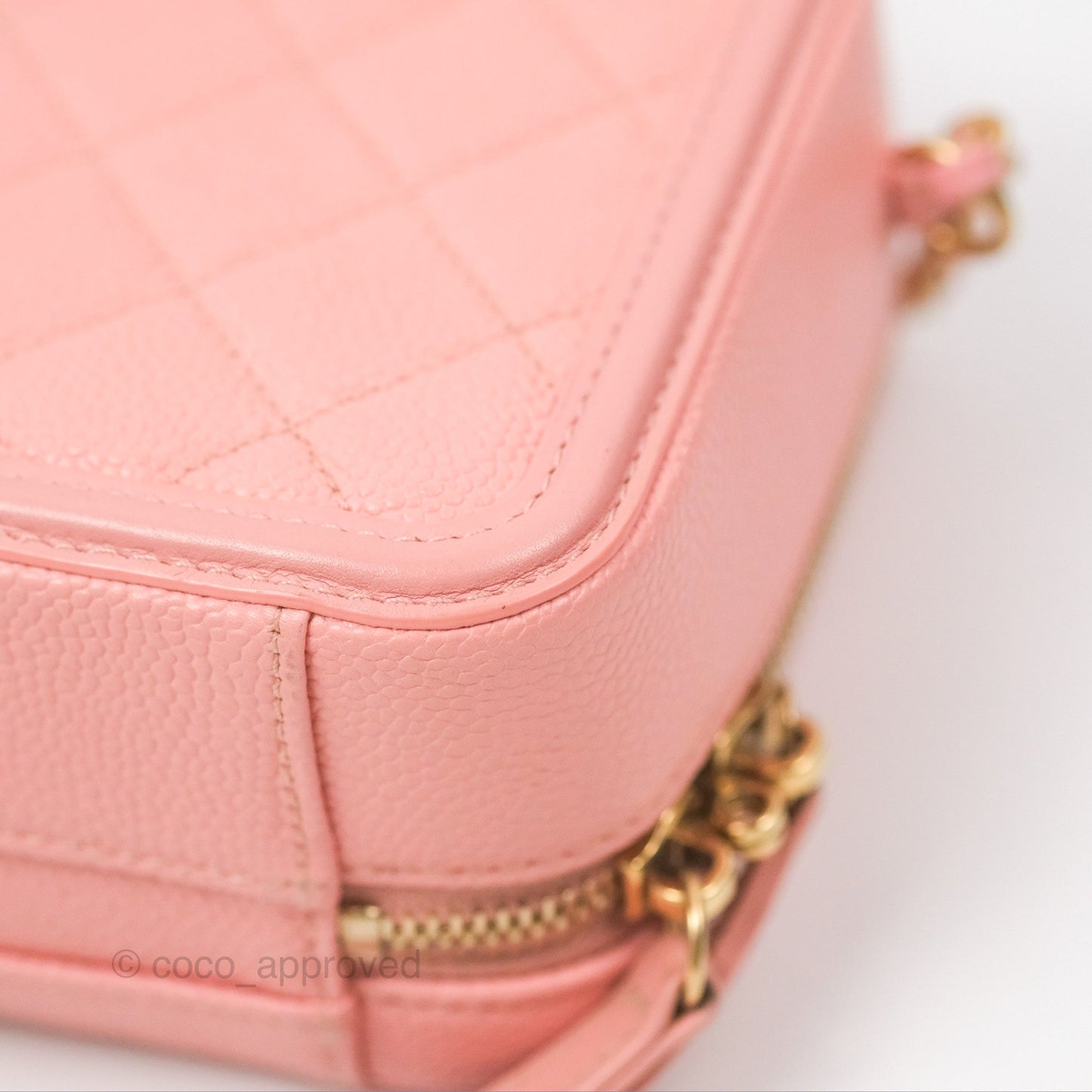 Chanel Quilted Small CC Filigree Vanity Case Dusty Pink Caviar Gold Hardware
