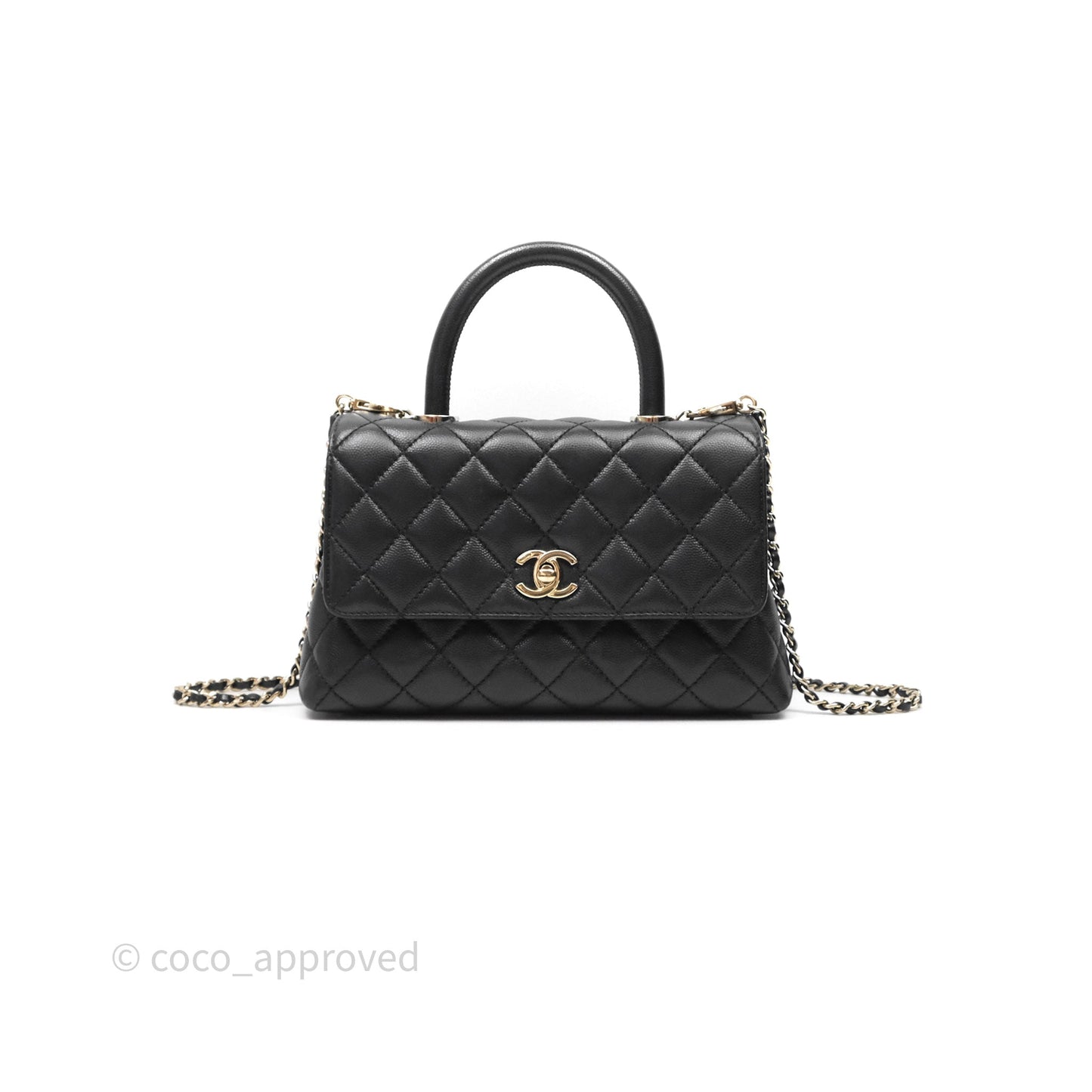 Chanel Small Coco Handle Quilted Black Caviar Gold Hardware