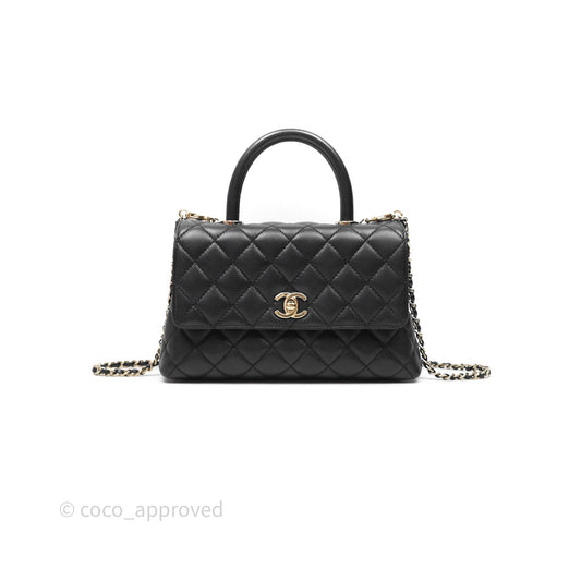Chanel Small Coco Handle Quilted Black Caviar Gold Hardware