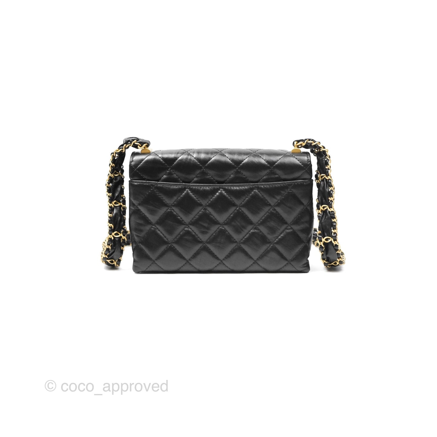 Chanel Mini Flap Bag Black Aged Calfskin Aged Gold Hardware 23K
