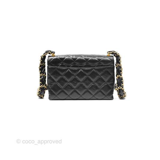 Chanel Mini Flap Bag Black Aged Calfskin Aged Gold Hardware 23K