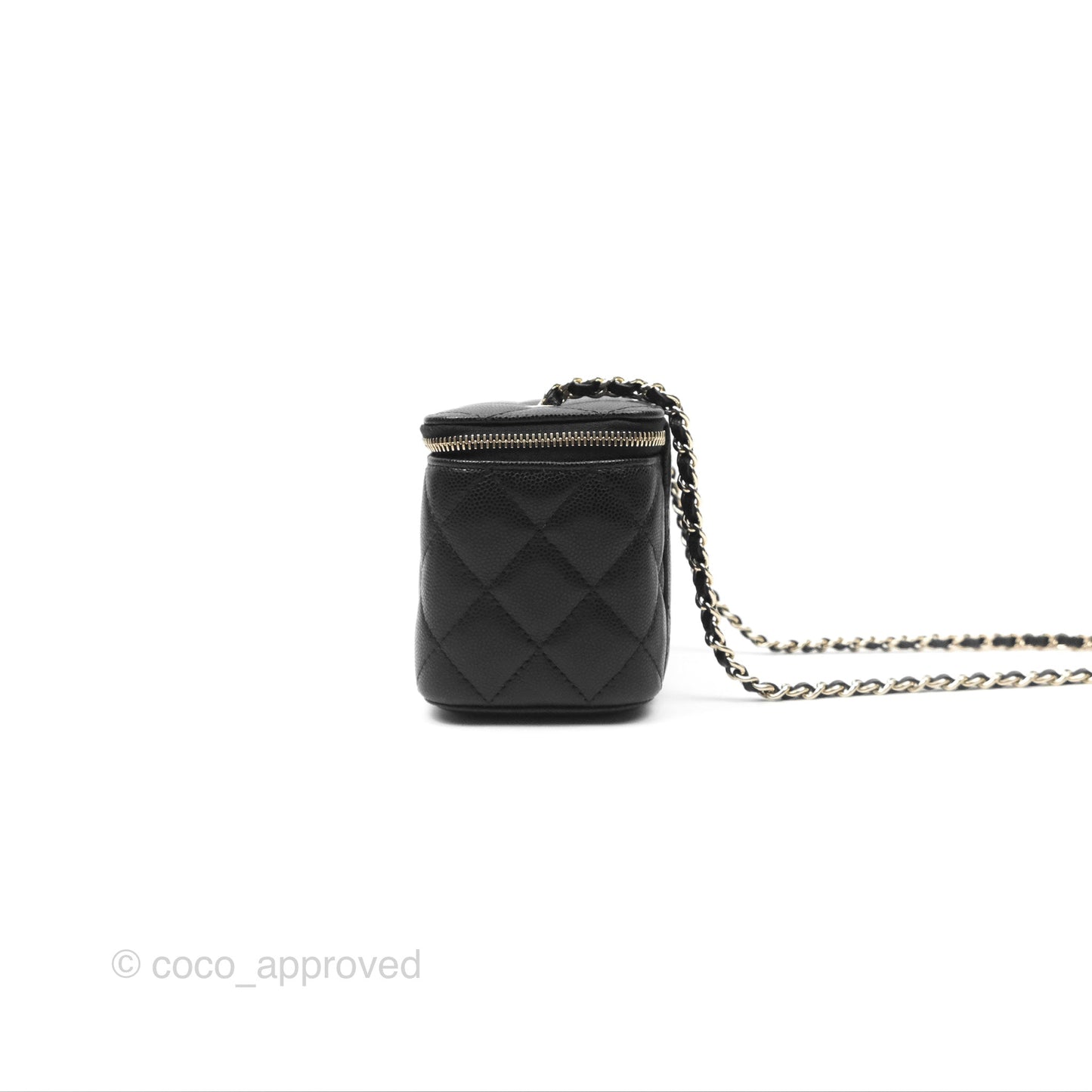 Chanel Vanity Rectangular With Chain Black Caviar Gold Hardware