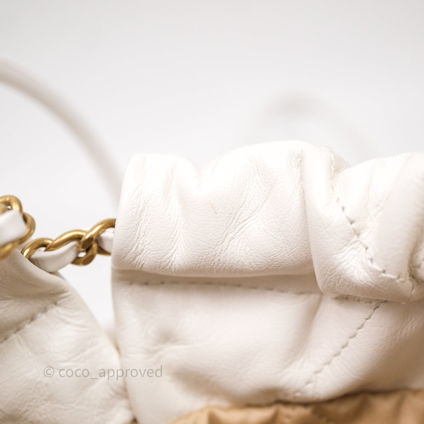 Chanel 22 Mini Bag White Calfskin Aged Gold Hardware