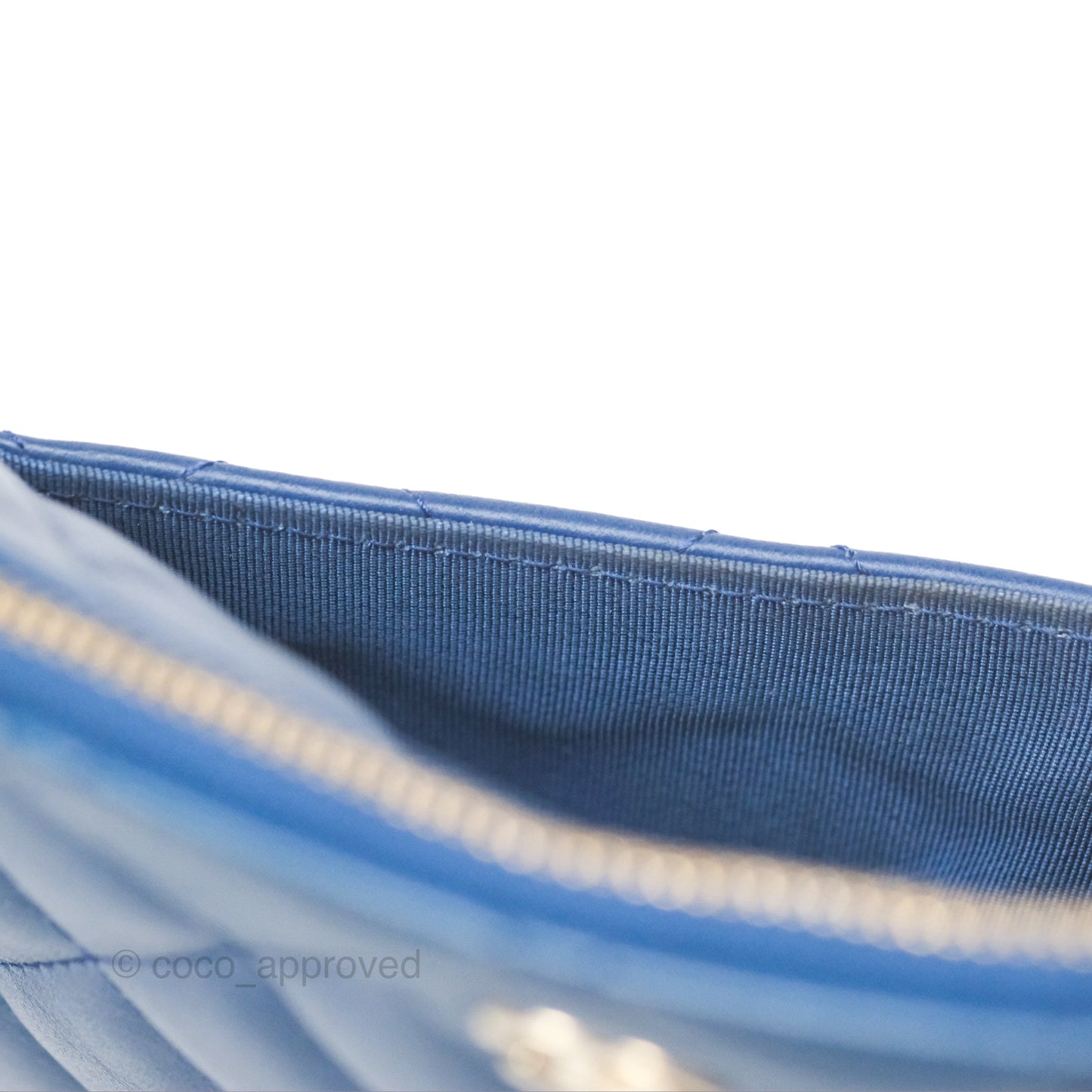 Chanel Medium Quilted O Case Blue Lambskin Gold Hardware
