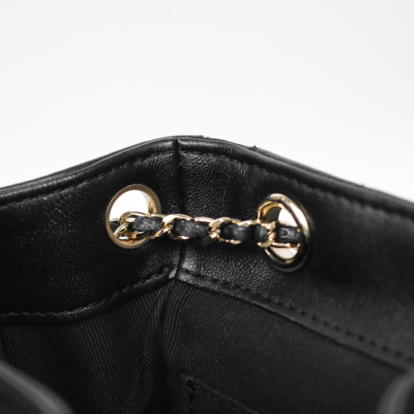 Chanel Small Duma Drawstring Backpack Black Lambskin Gold Hardware