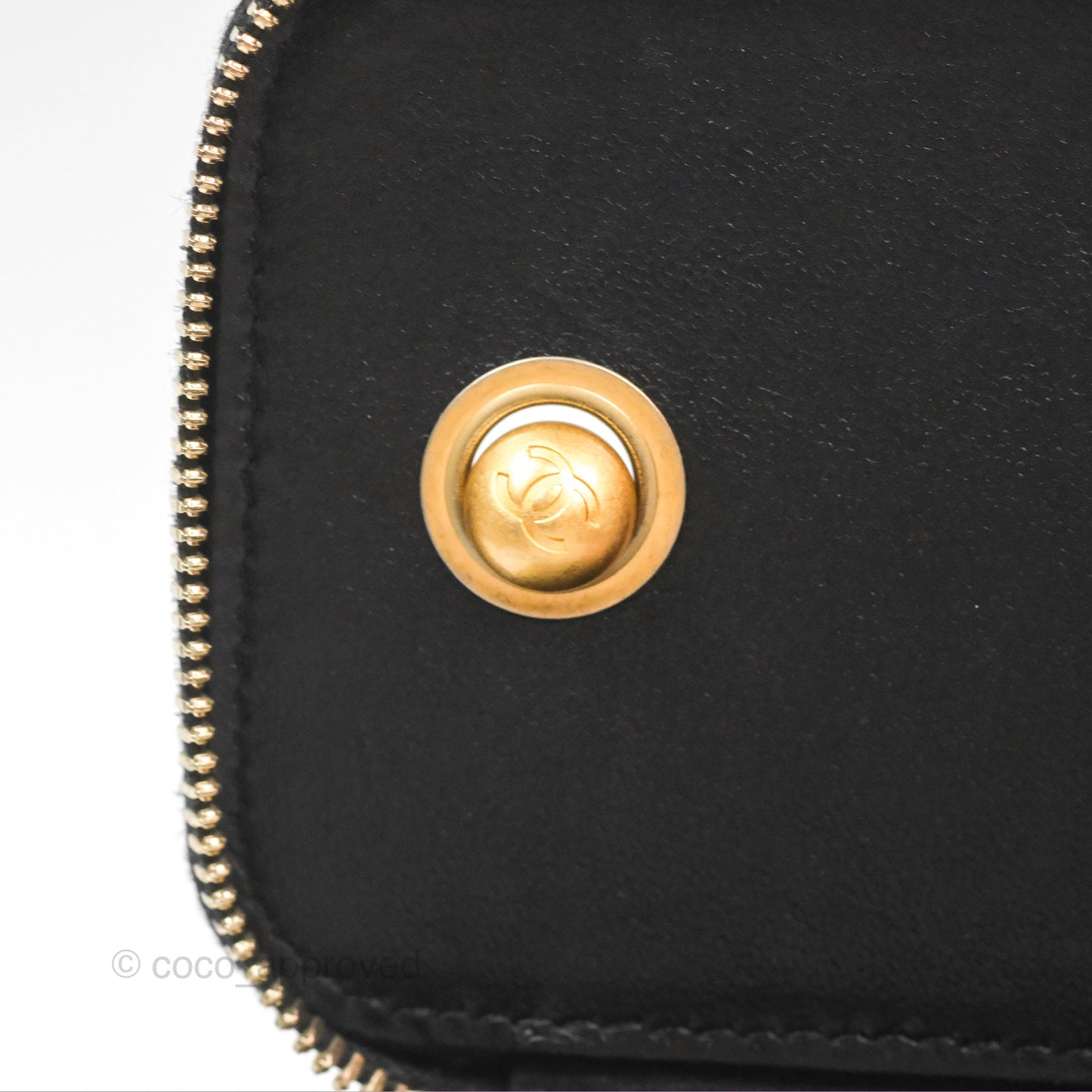 Chanel All Slide Vanity with Adjustable Chain Black Lambskin Aged Gold Hardware