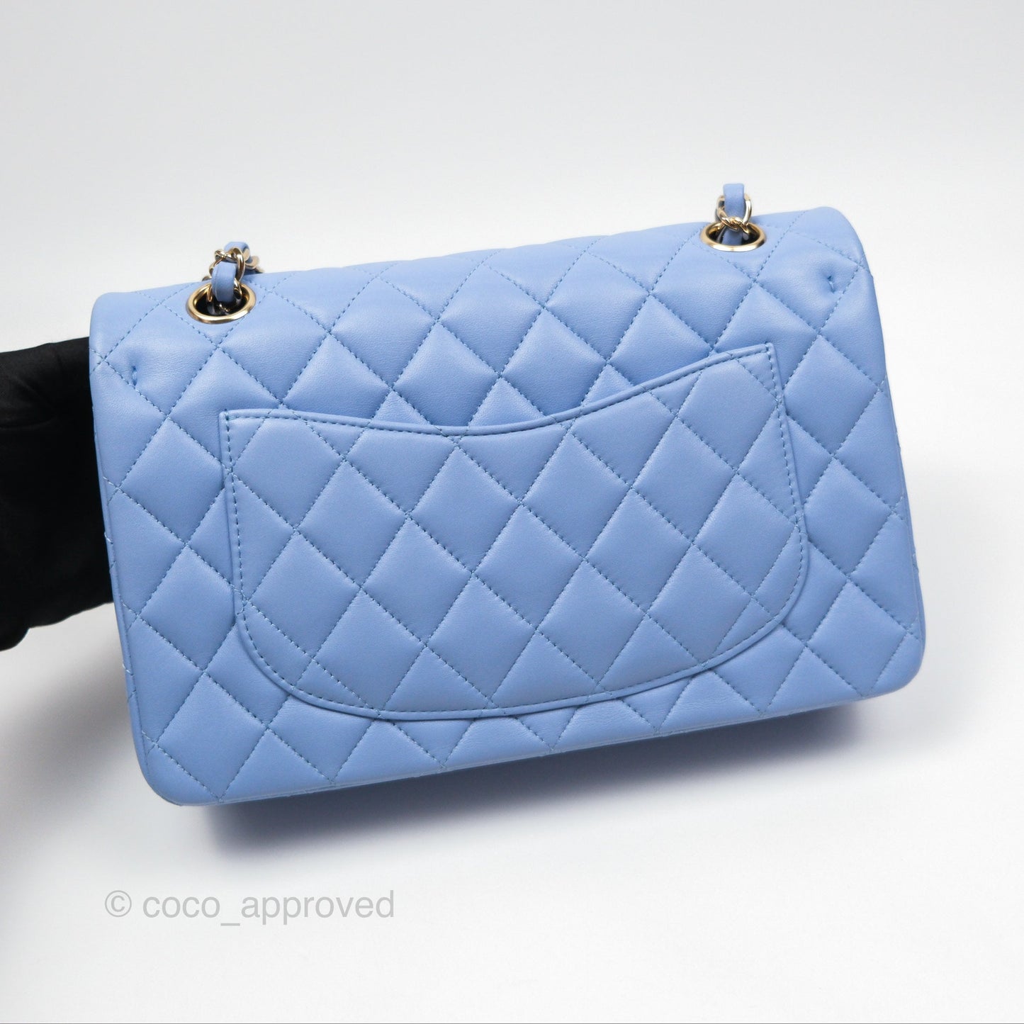 Chanel Small Classic Quilted Flap Sky Blue Lambskin Gold Hardware
