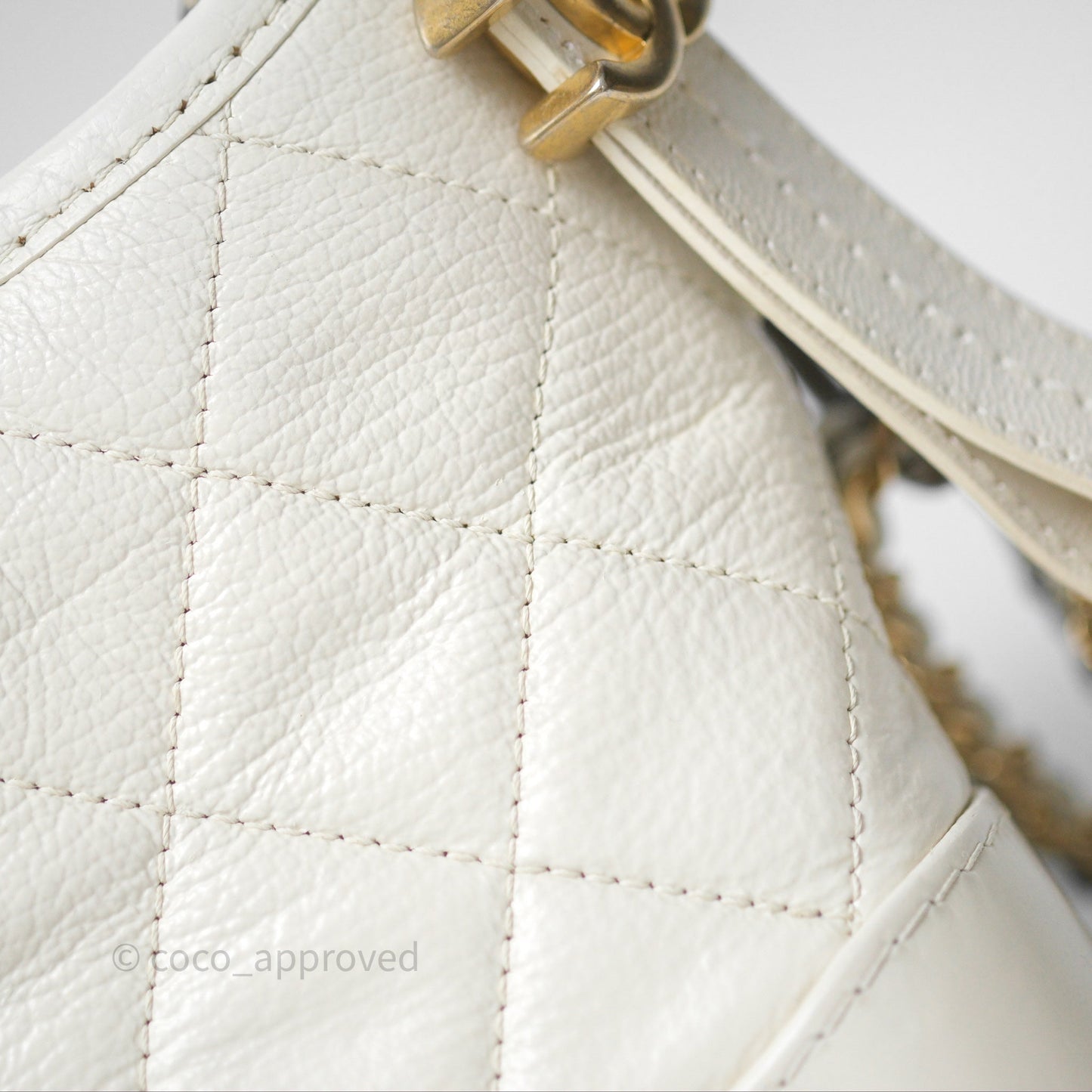 Chanel Small Gabrielle Hobo White Patent Goatskin Mixed Hardware